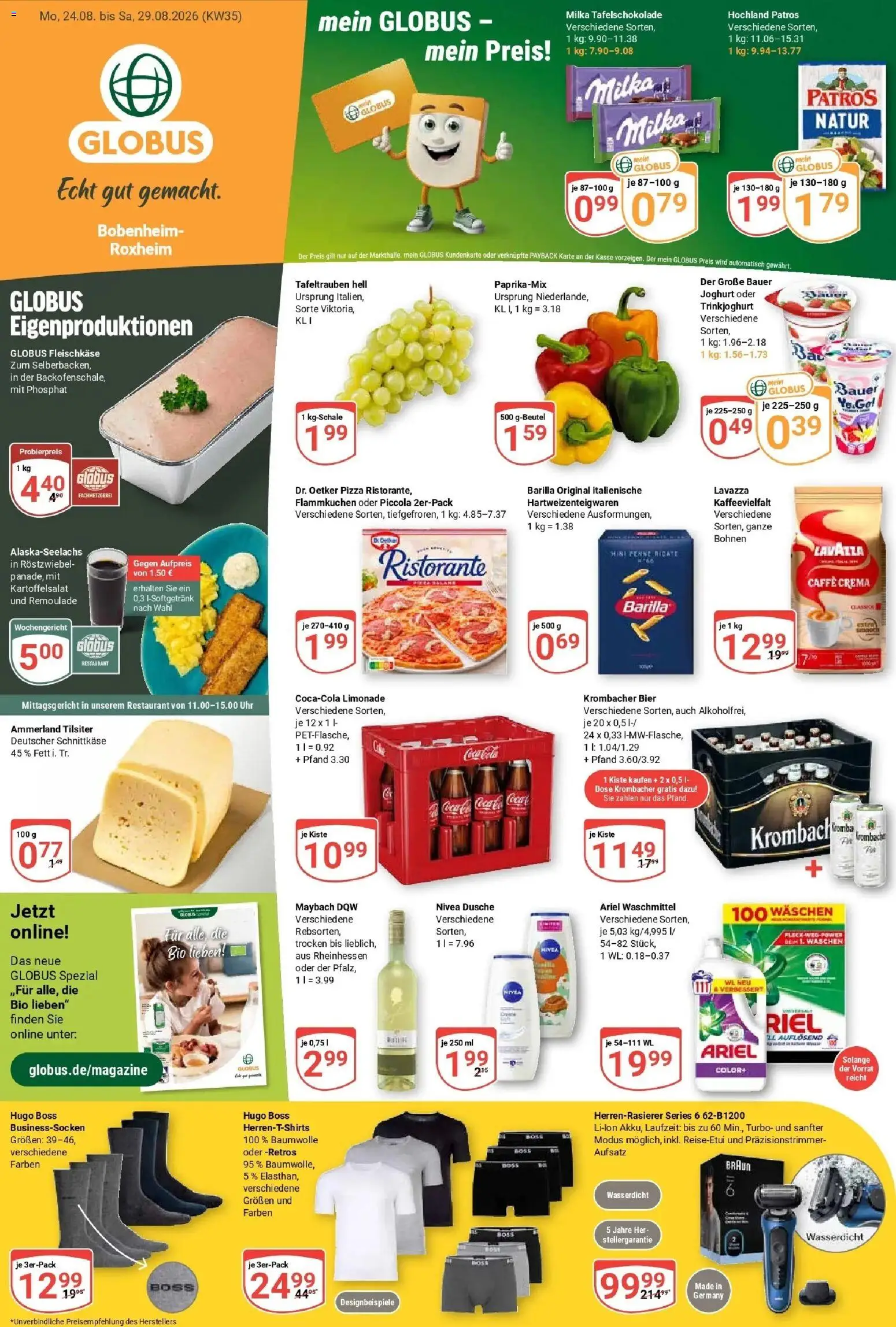 Globus Prospekt Bobenheim-Roxheim (ab 24.08.2026) » Angebote online | Seite: 3 | Produkte: Lavazza, Bier, Patros, Milka