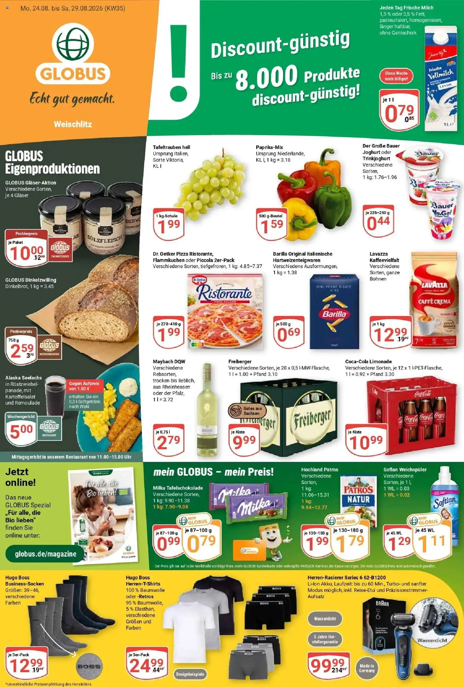 Globus Prospekt Weischlitz (ab 24.08.2026) » Angebote online | Seite: 3 | Produkte: Barilla, Limonade, Weichspüler, Pizza