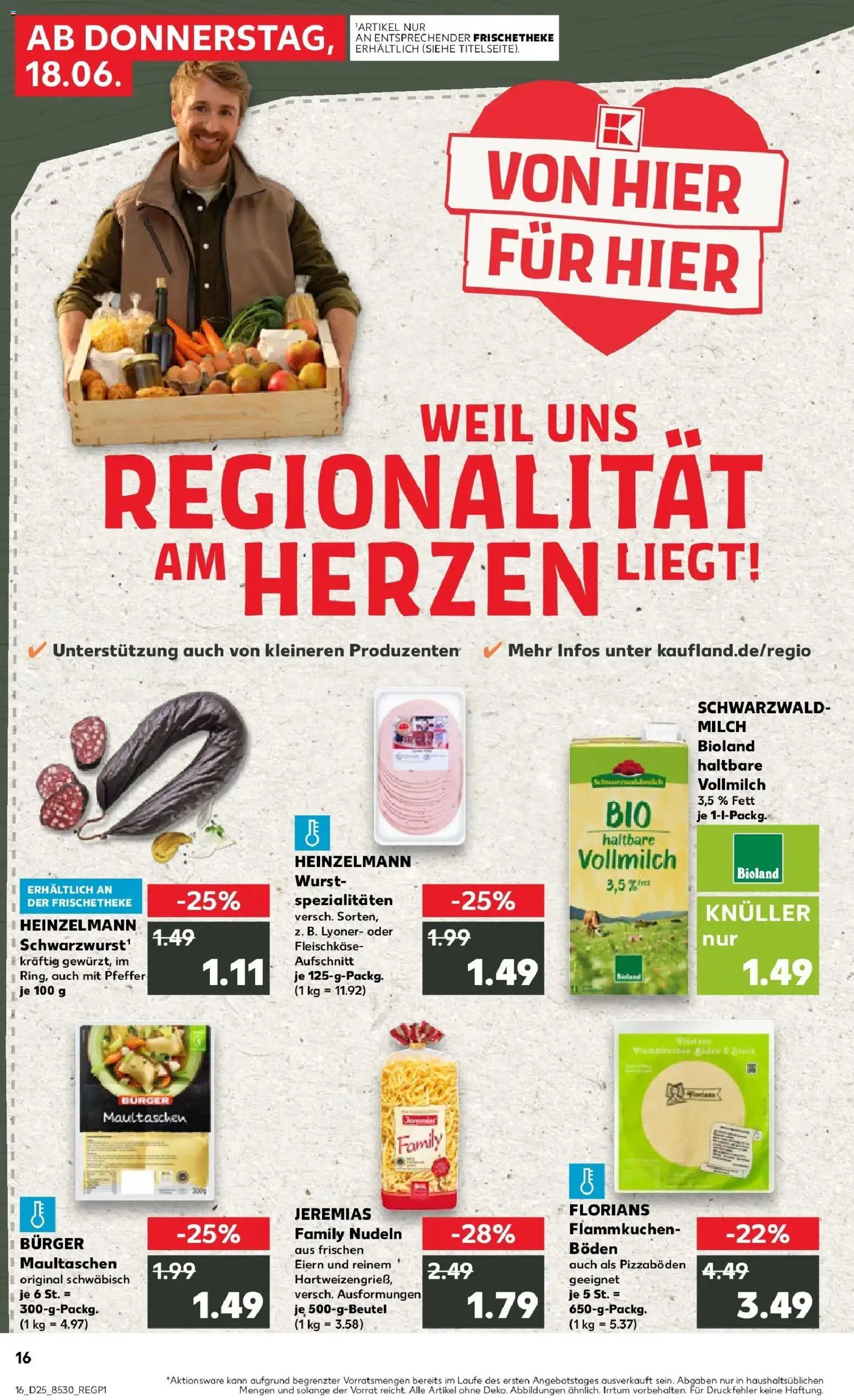Kaufland Prospekt Karlsruhe – gültig ab 15.06.2026 | Seite: 1 | Produkte: Burger, Pudding, Wurst, Maultaschen