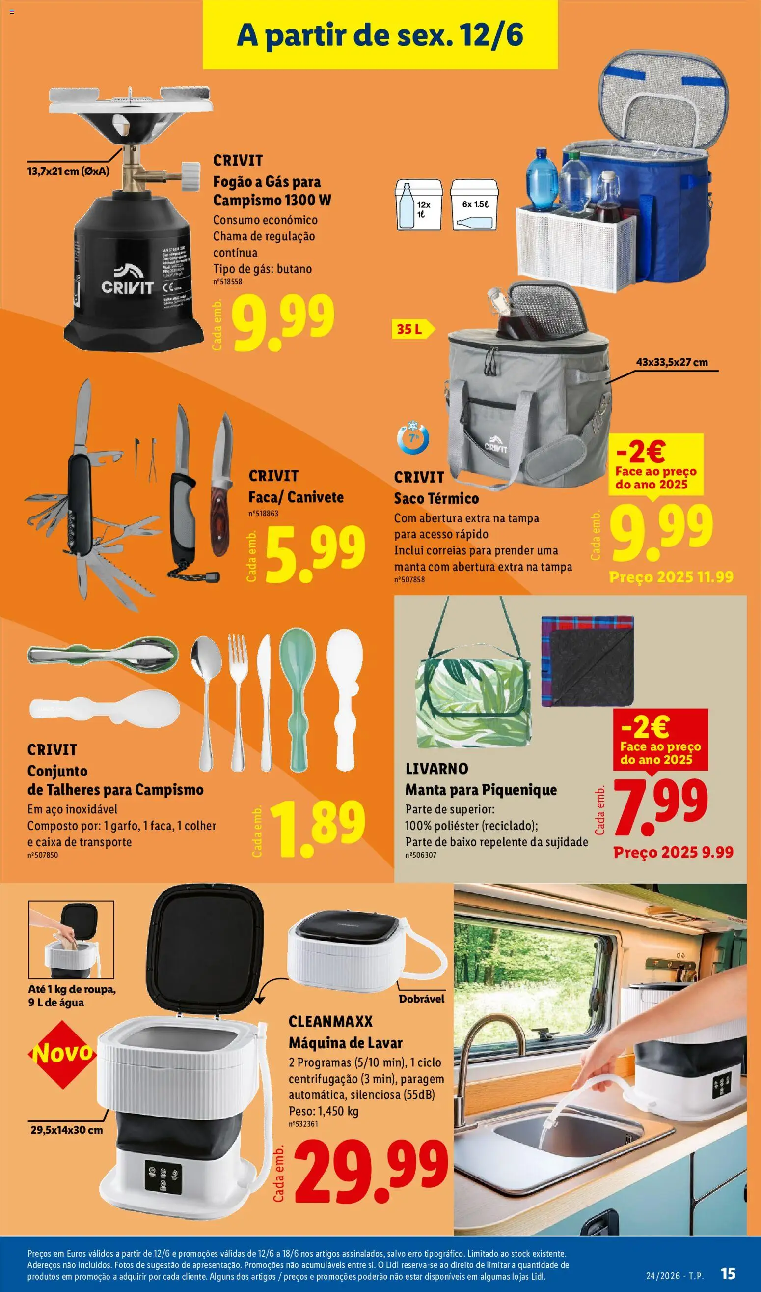 Lidl Novidades │ válido de 08.06.2026 | Página: 15 | Produtos: Agua, Máquina de lavar, Talheres, Repelente