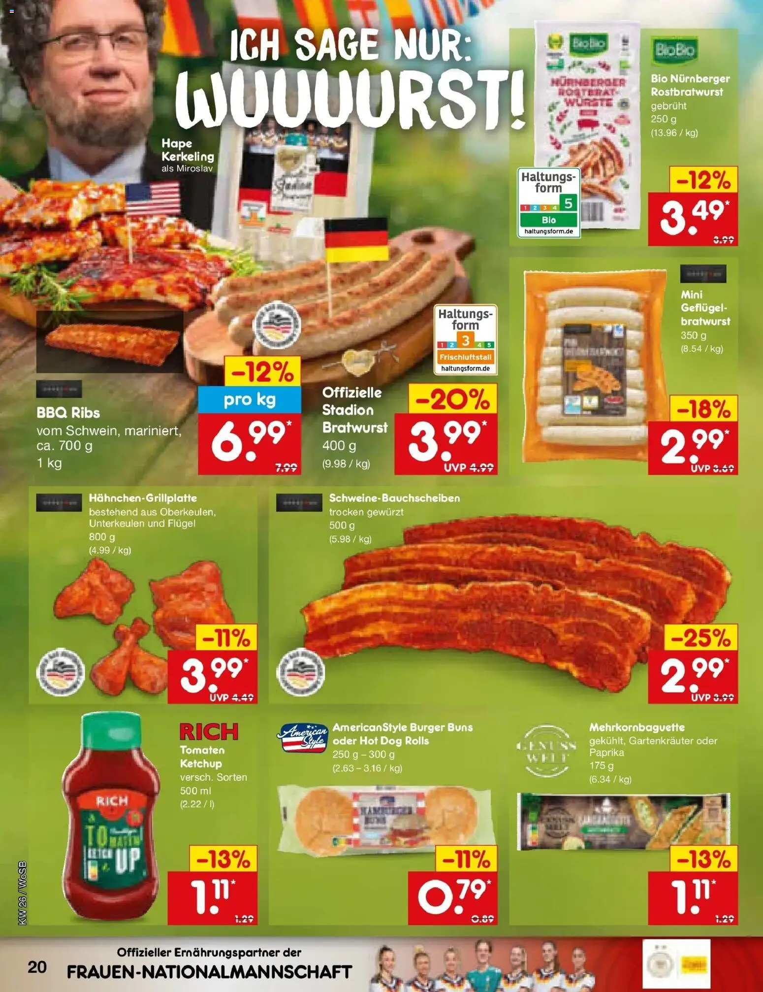 Netto Marken-Discount Prospekt Mannheim – gültig ab 22.06.2026 | Seite: 26 | Produkte: Bratwurst, Tomaten, Paprika, Ketchup