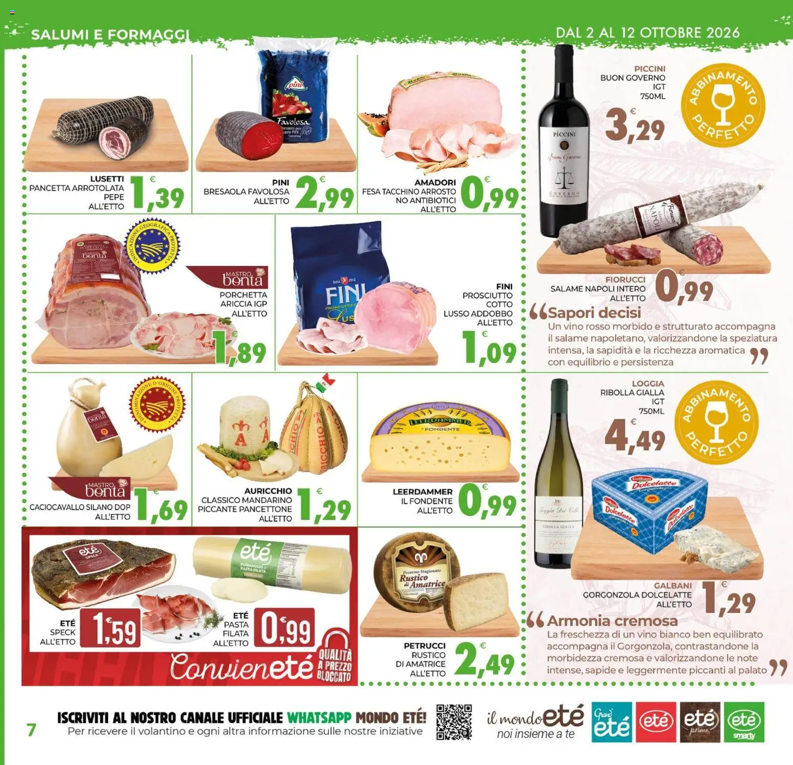 Volantino Eté del 02/10/2026 | Pagina: 7 | Prodotti: Speck, Porchetta, Pancetta, Vino bianco