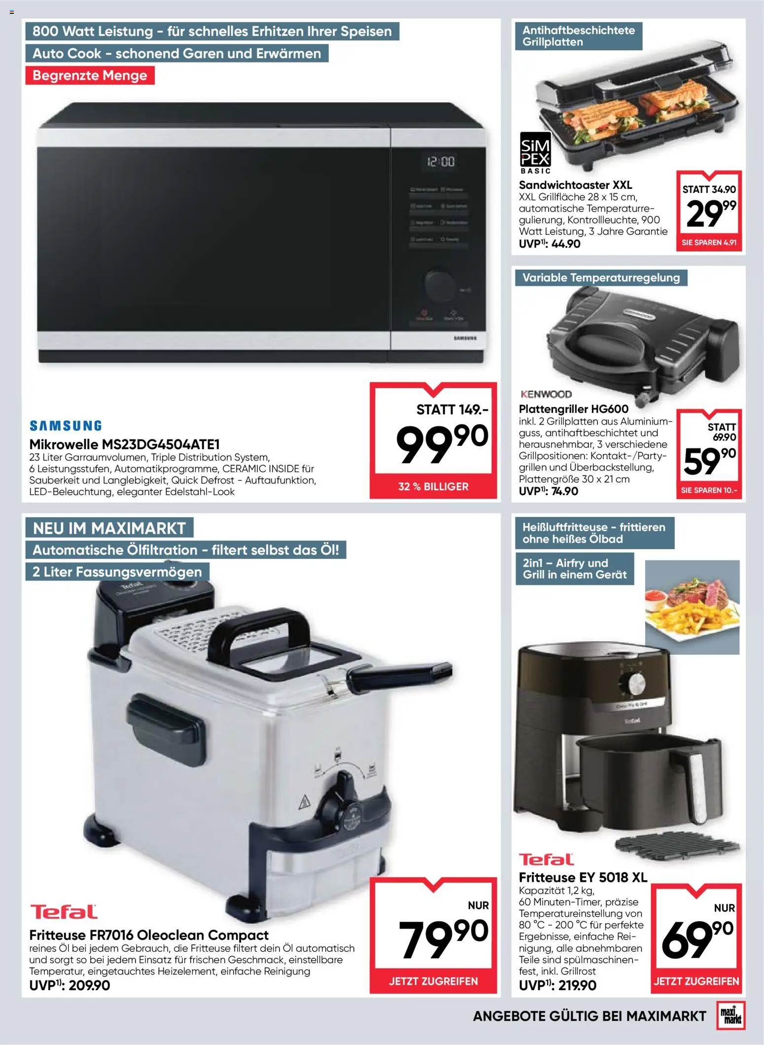 Maximarkt Flugblatt gültig ab 10.09.2026 | Seite: 19 | Produkte: Mikrowelle, Grill, Samsung, Öl