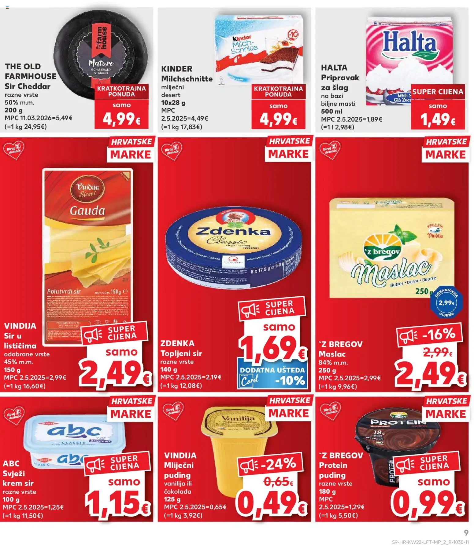 Kaufland katalog | vrijedi od 27.05.2026 | Stranica: 9 | Proizvodi: Gauda, Maslac, Puding, Šlag