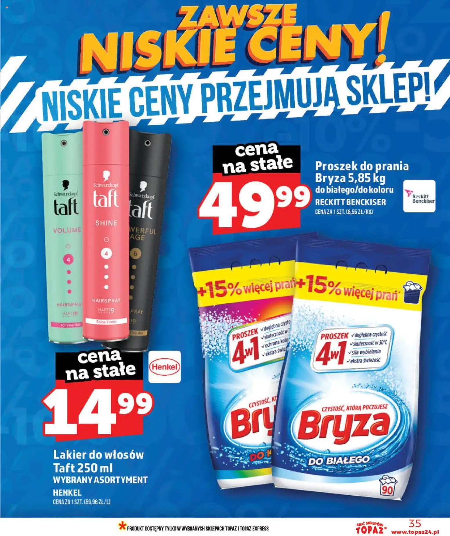 Topaz gazetka - MAZ od 28.05.2026 | Strona: 35 | Produkty: Lakier do włosów, Finish, Proszek do prania
