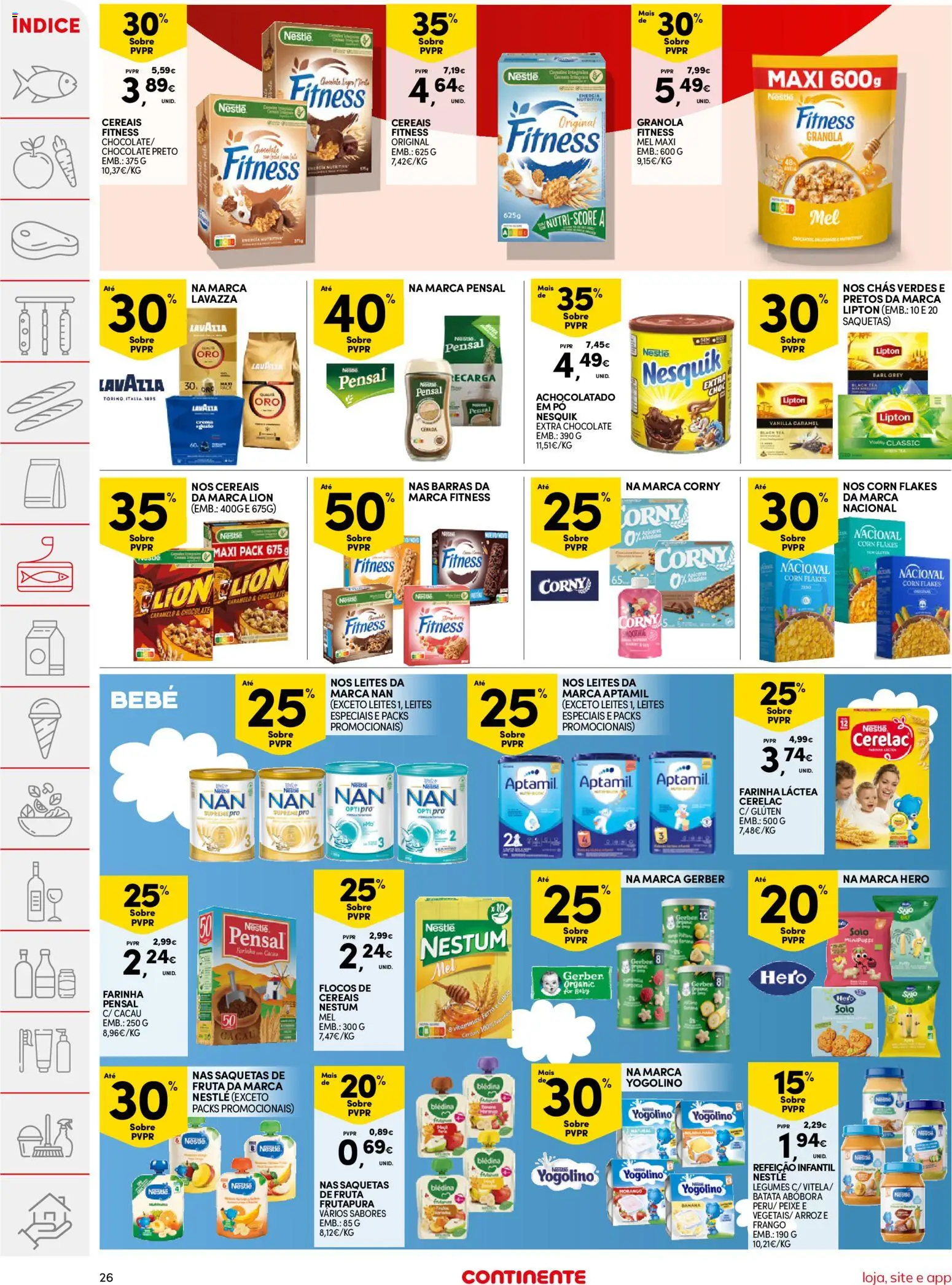 Continente folheto │ válido de 11/08/2026 | Página: 26 | Produtos: Cacau, Chás, Saquetas, Farinha