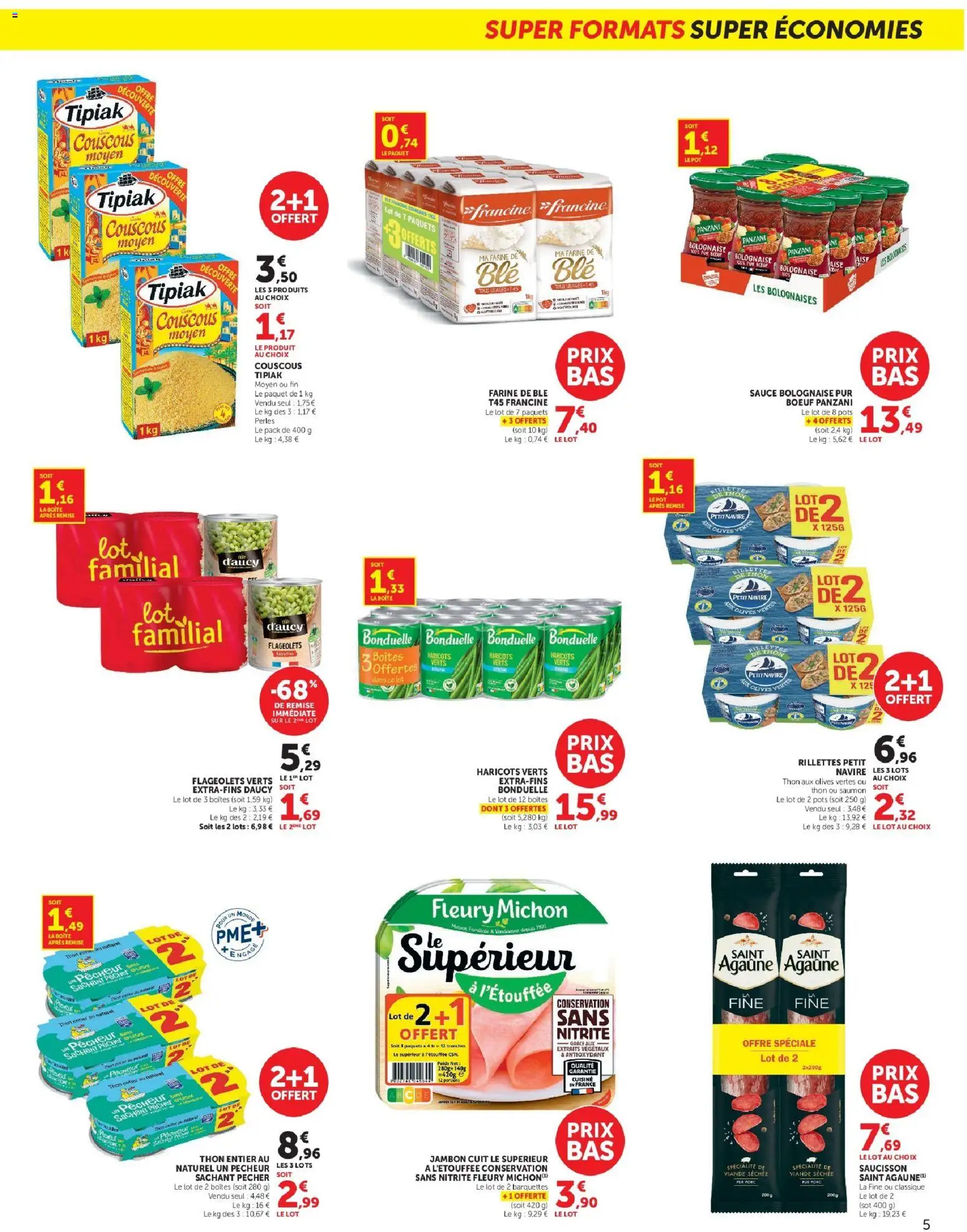 {H1} | Page: 5 | Produits: Poids, Couscous moyen, Couscous, Jambon