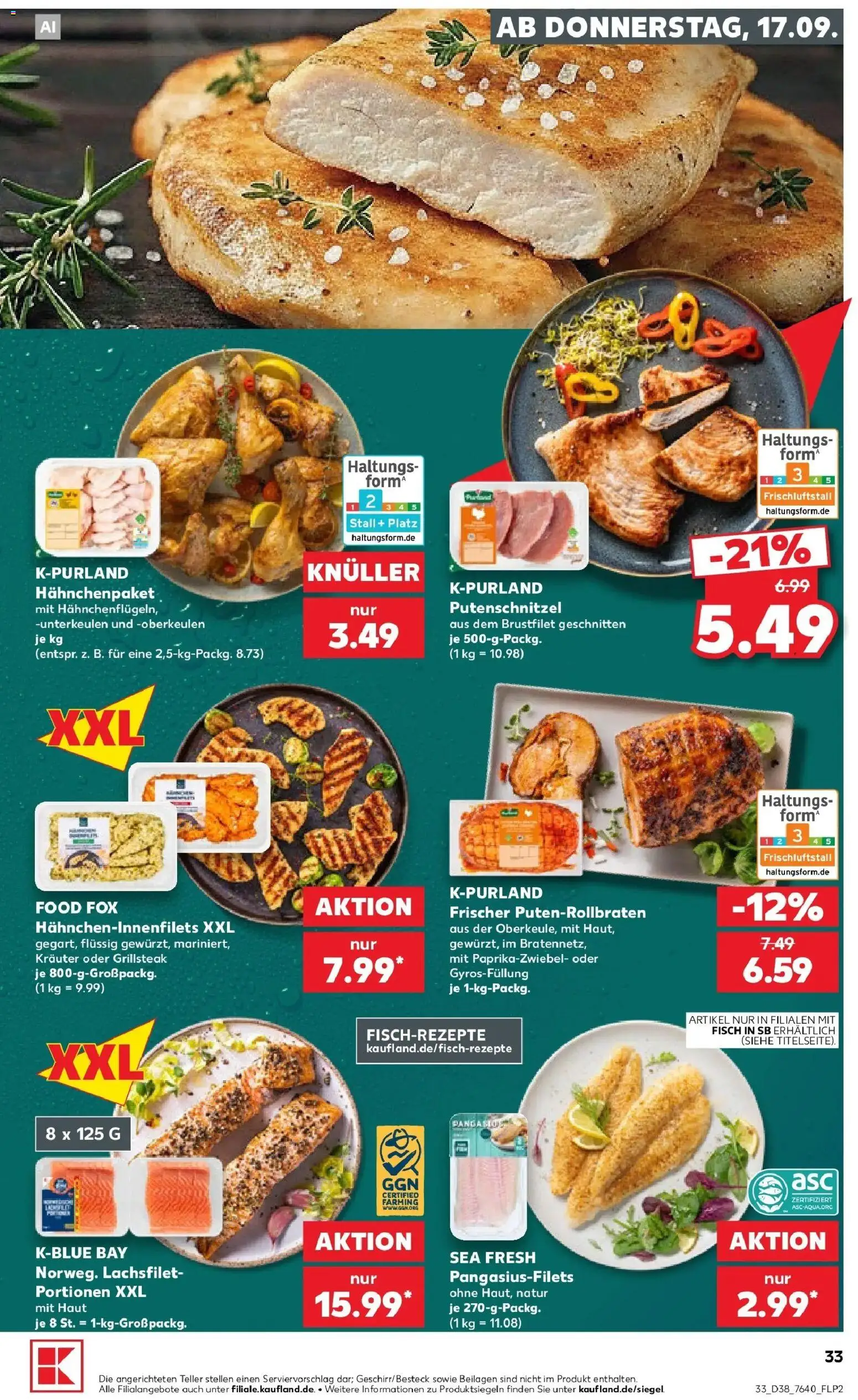 Prospekt Kaufland ab 14.09.2026 » Angebote Online zum Blättern | Seite: 45 | Produkte: Beilagen, Fisch, Putenschnitzel