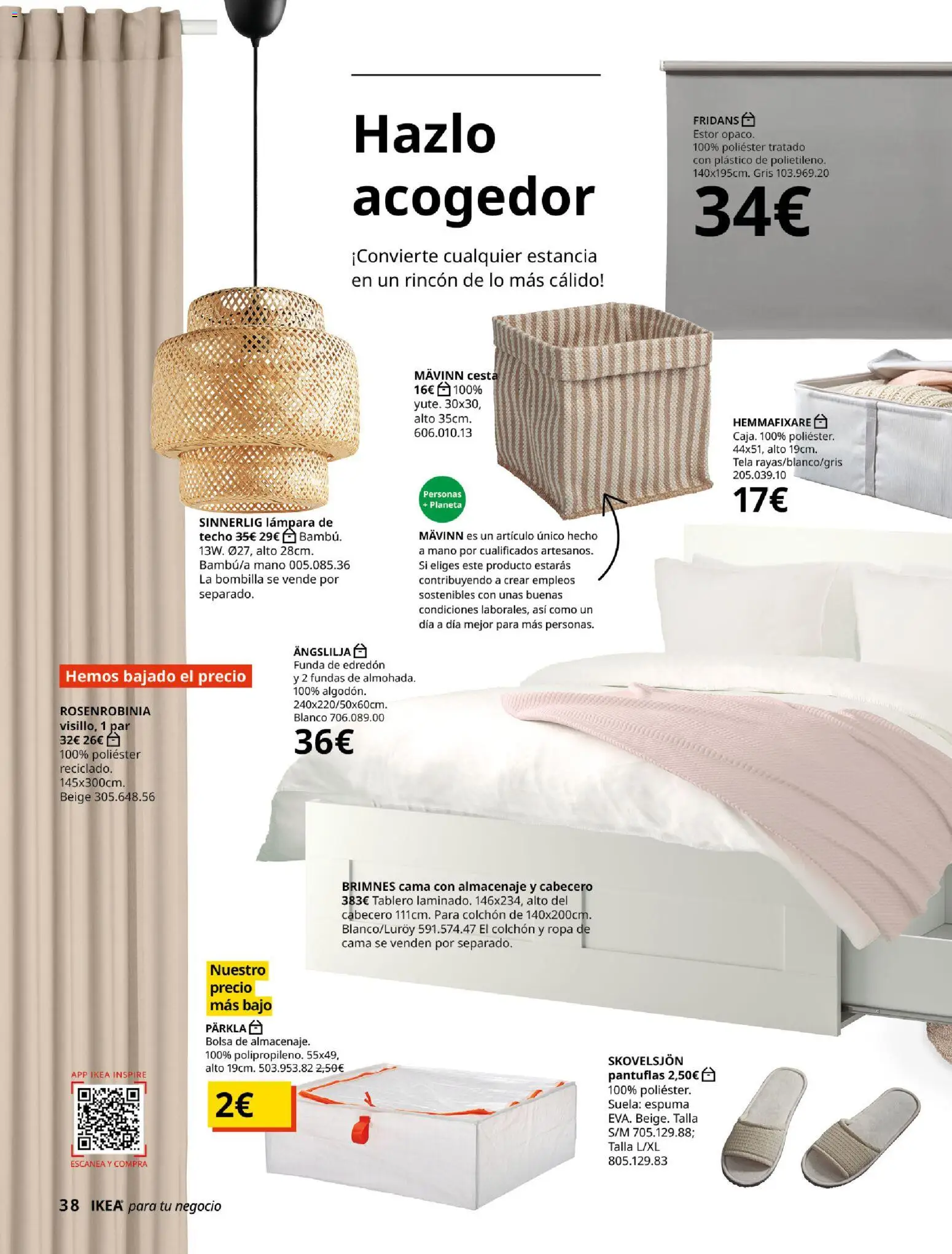 Catálogo IKEA para tu negocio │ válido desde el 01/02/2026 | Página: 38 | Productos: Edredón, Pantuflas, Ropa, Almacenaje