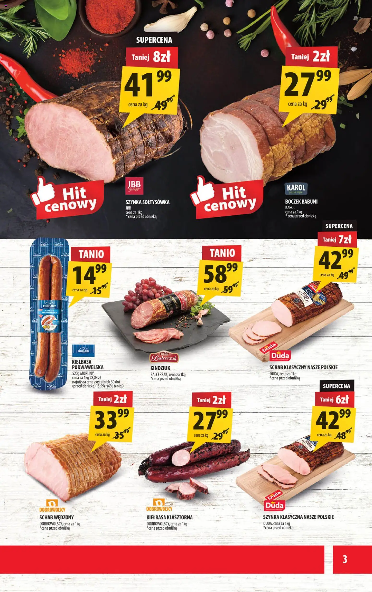 Arhelan gazetka od 31.07.2026 | Strona: 3 | Produkty: Kiełbasa, Szynka, Boczek, Kindziuk
