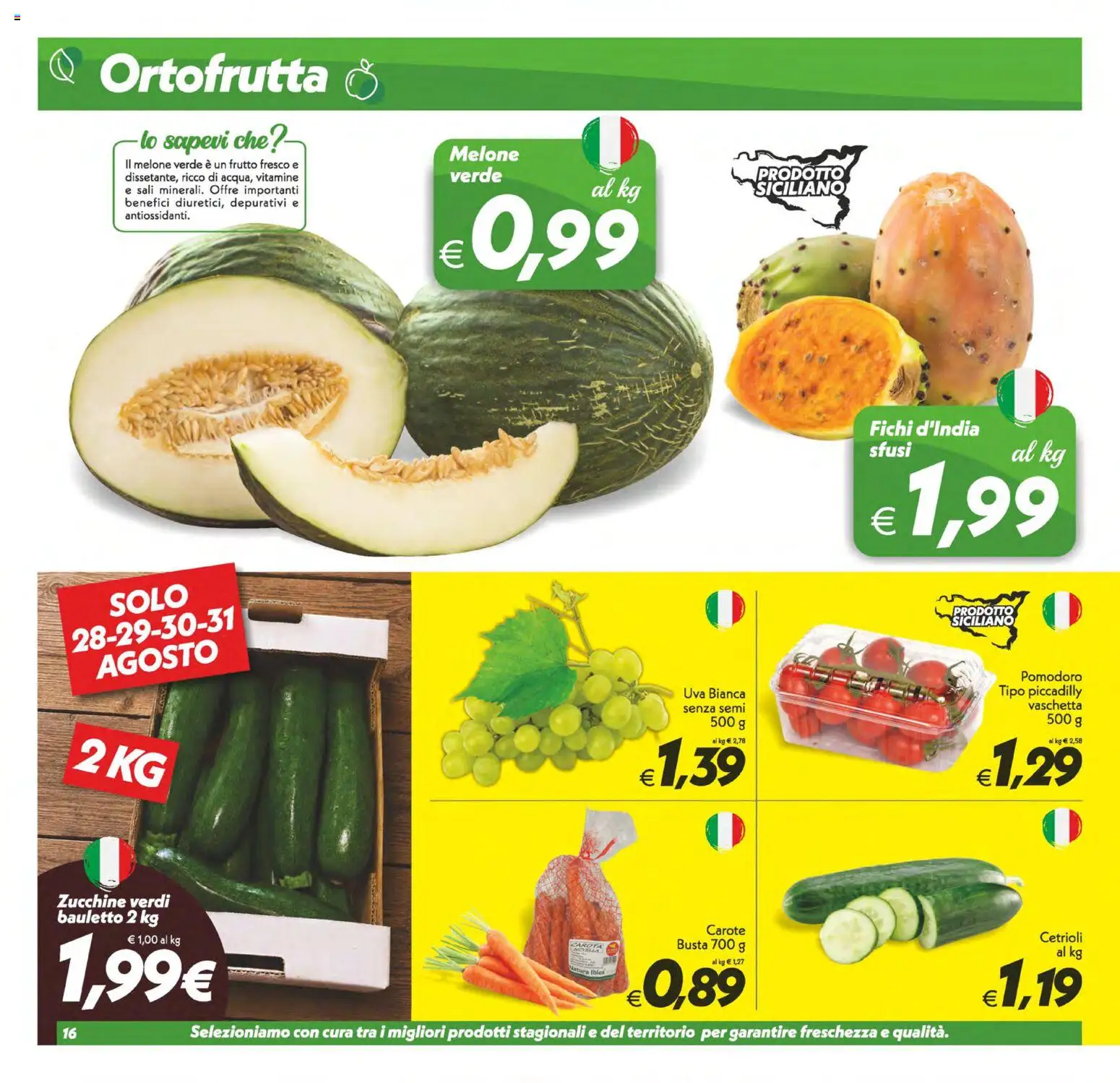 Volantino SuperConveniente del 21/08/2026 | Pagina: 16 | Prodotti: Carota, Carote, Uva, Melone