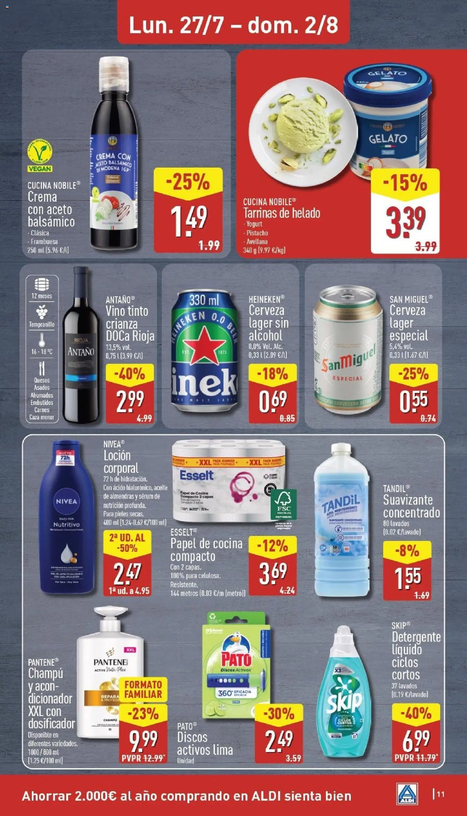 Aldi folleto Península │ válido desde el 27/07/2026 | Página: 11 | Productos: Champú, Loción corporal, Helado, Νυχτικό