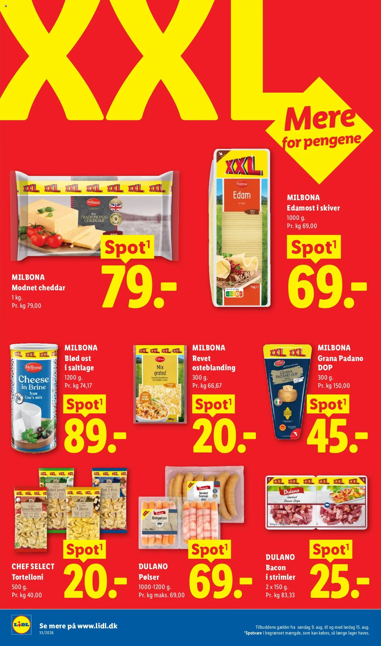 Lidl tilbudsavis – gyldig fra 09/08/2026 | Side: 12 | Produkter: Ost, Cheddar, Pølser, Pasta