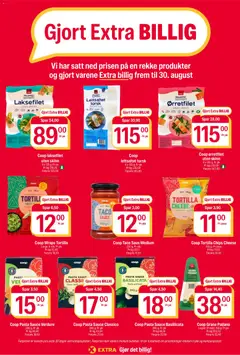 Forhåndsvisning av Coop Extra kundeavis gyldig fra 17/08/2026 | Side: 14 | Produkter: Tex mex, Lettsaltet torsk, Torsk, Ved