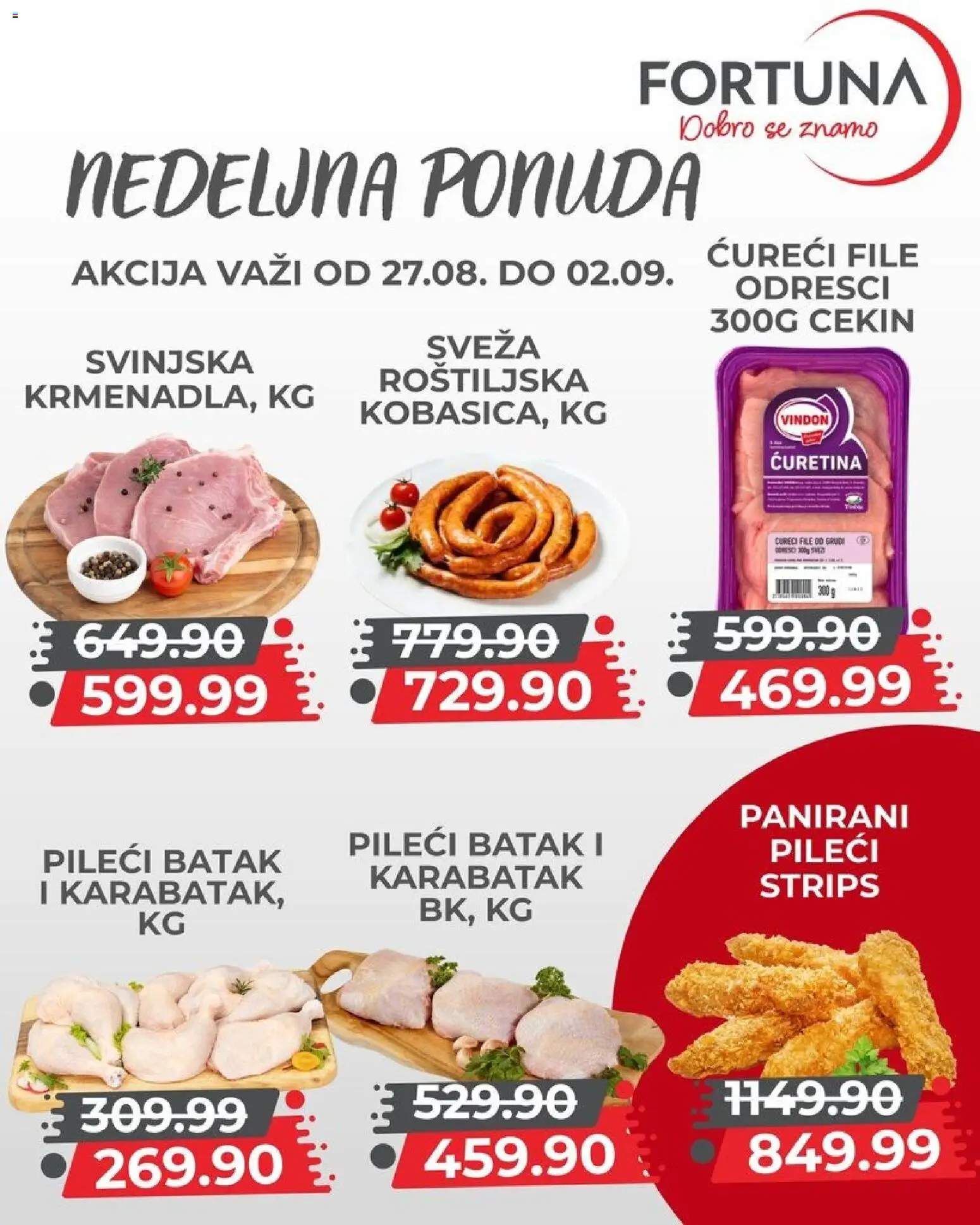 Fortuna Market katalog - važi od 27.08.2026 | Strana: 2 | Proizvode: Ćureći file, Pileći batak