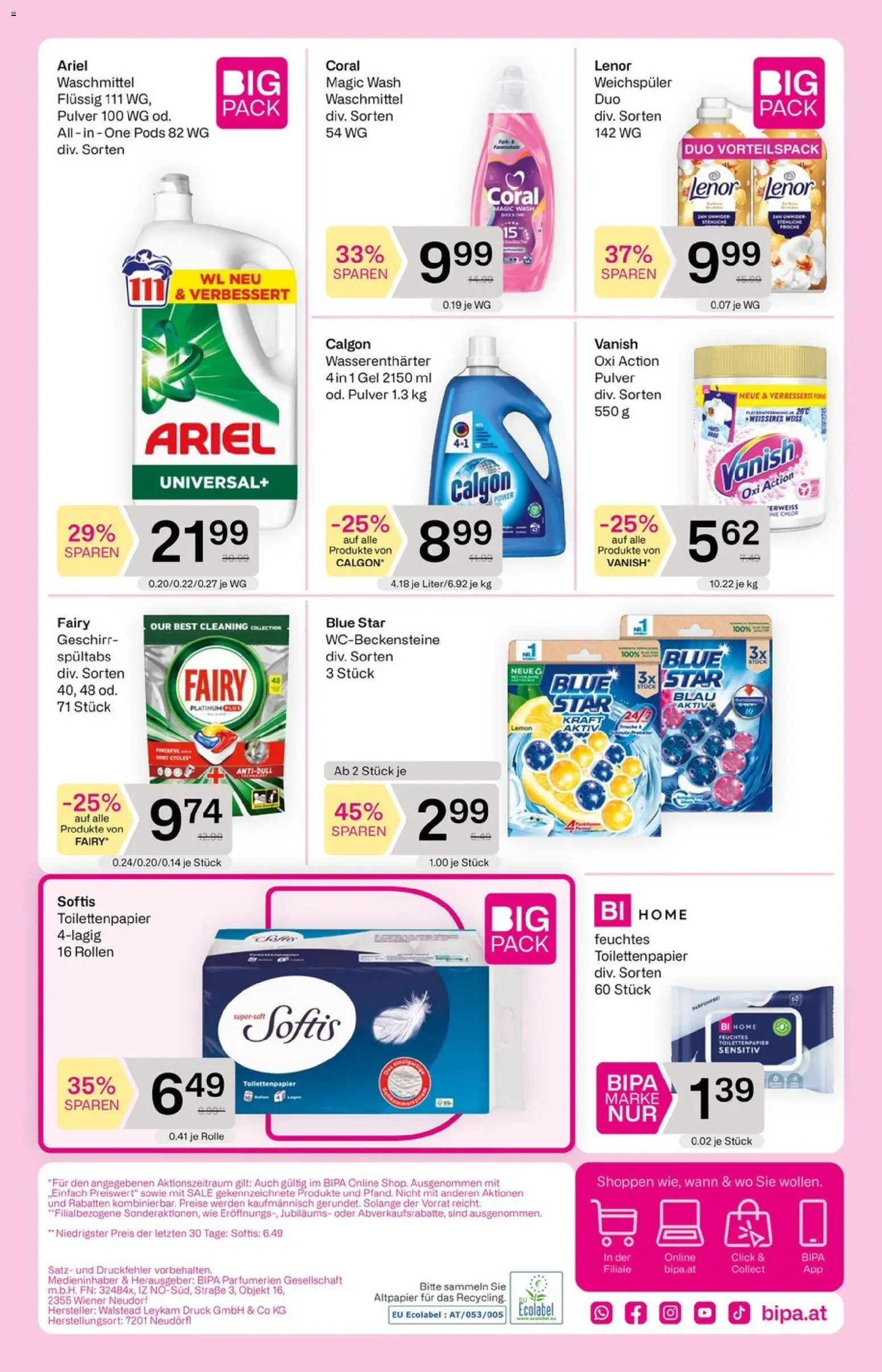Bipa Flugblatt gültig ab 06.08.2026 | Seite: 8 | Produkte: Weichspüler, Waschmittel