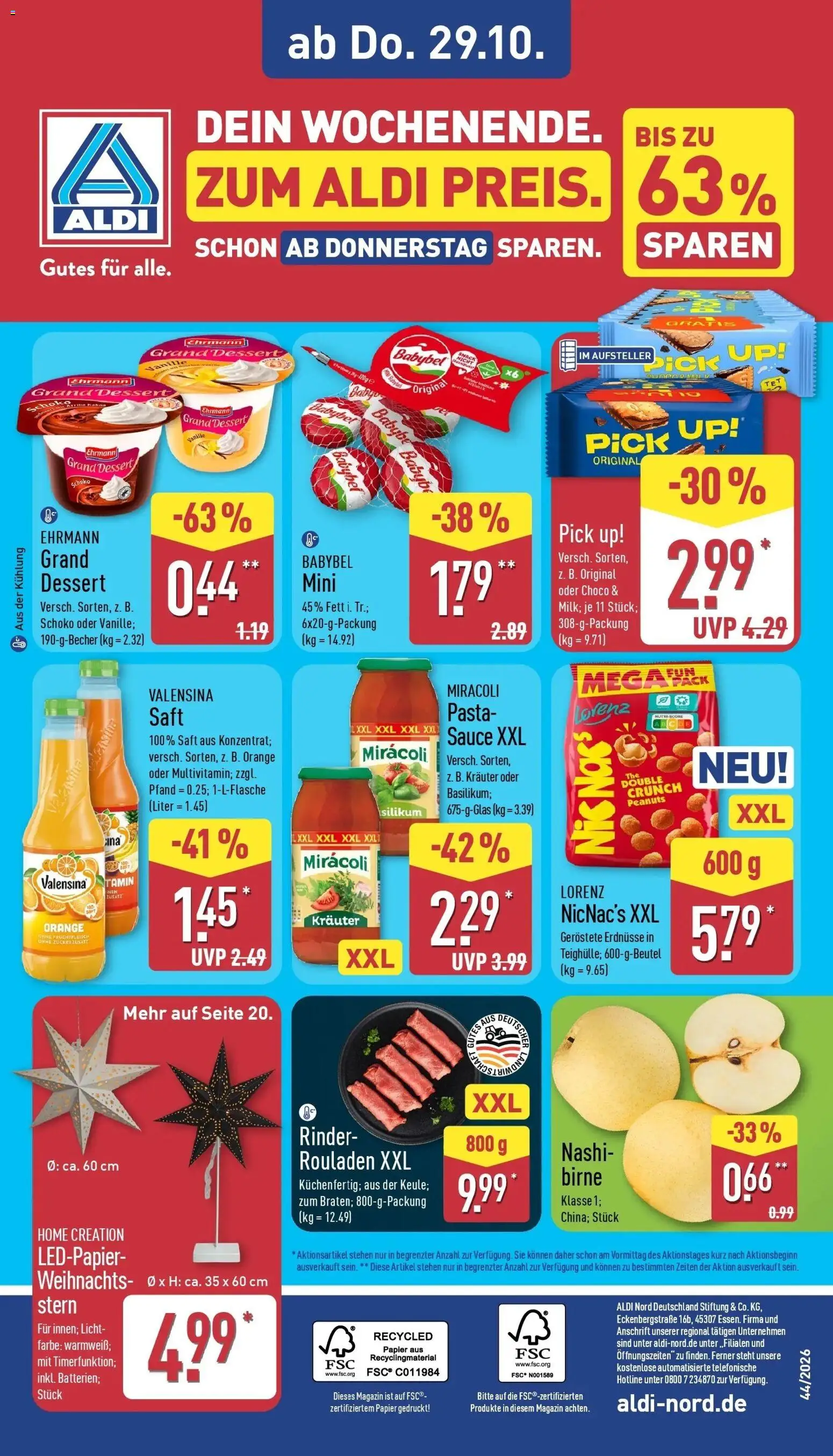 Aldi Aktueller Prospekt (ab 26.10.2026) » Angebote Online | Seite: 37 | Produkte: Erdnüsse, Ehrmann grand dessert, Babybel, Saft