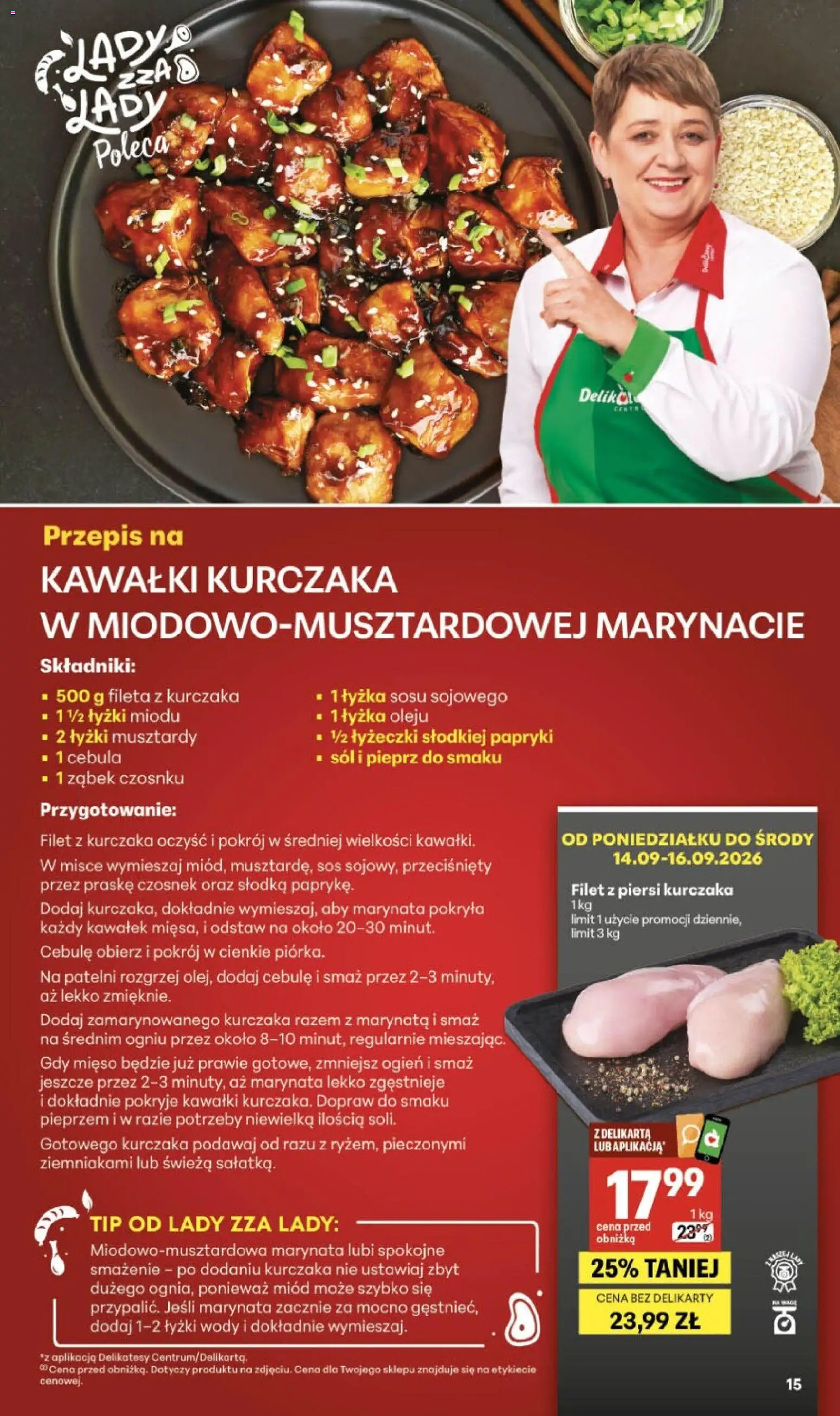 Delikatesy Centrum gazetka - Sklepy Własne od 10.09.2026 | Strona: 15 | Produkty: Piersi, Filet z kurczaka, Delikatesy, Filet