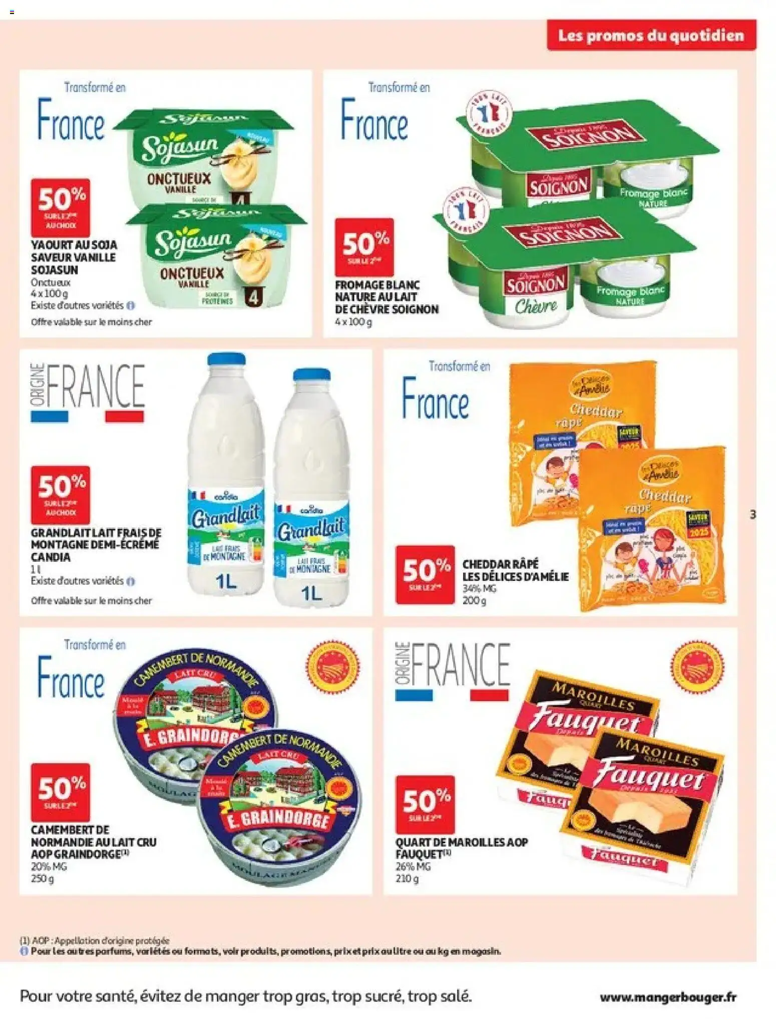 {H1} | Page: 3 | Produits: Candia, Cheddar râpé, Vanille, Fromage