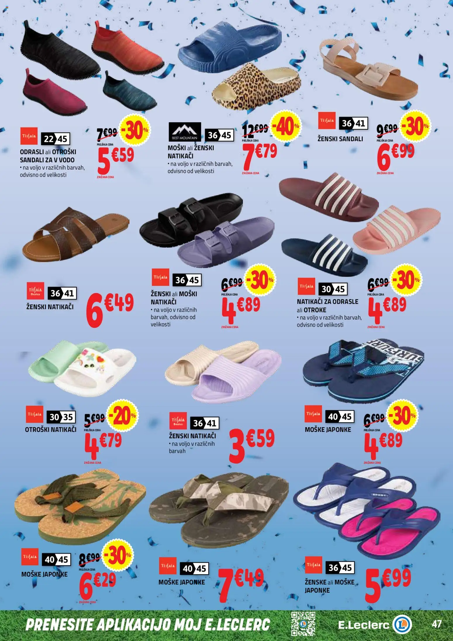 Novi E.leclerc katalog ponudbe – veljaven od 03.06.2026 | Stran: 47 | Izdelki: Sandali, Natikaci, Japonke