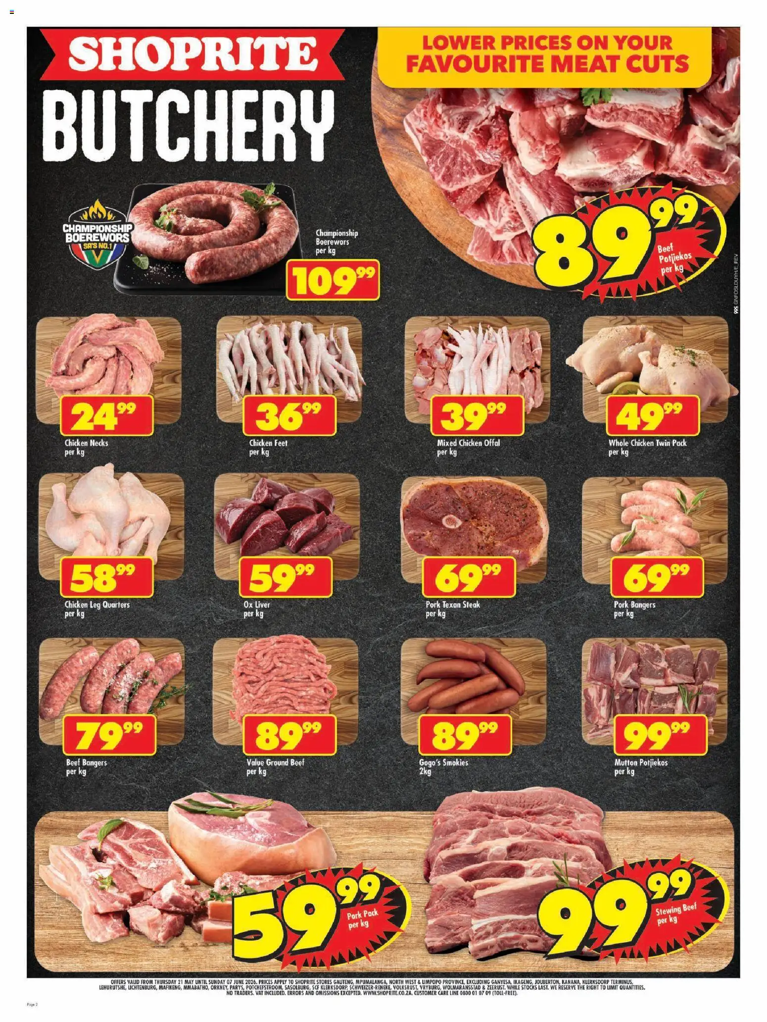 New Shoprite catalogue – valid from 21.05.2026 | Page: 2 | Products: Steak, Chicken, Beef, Sausage