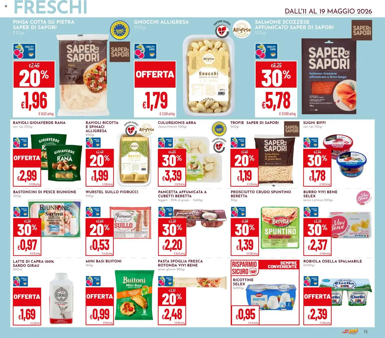 Volantino Pan del 11.05.2026 | Pagina: 15 | Prodotti: Pesce, Pasta, Ricotta, Friggitrice