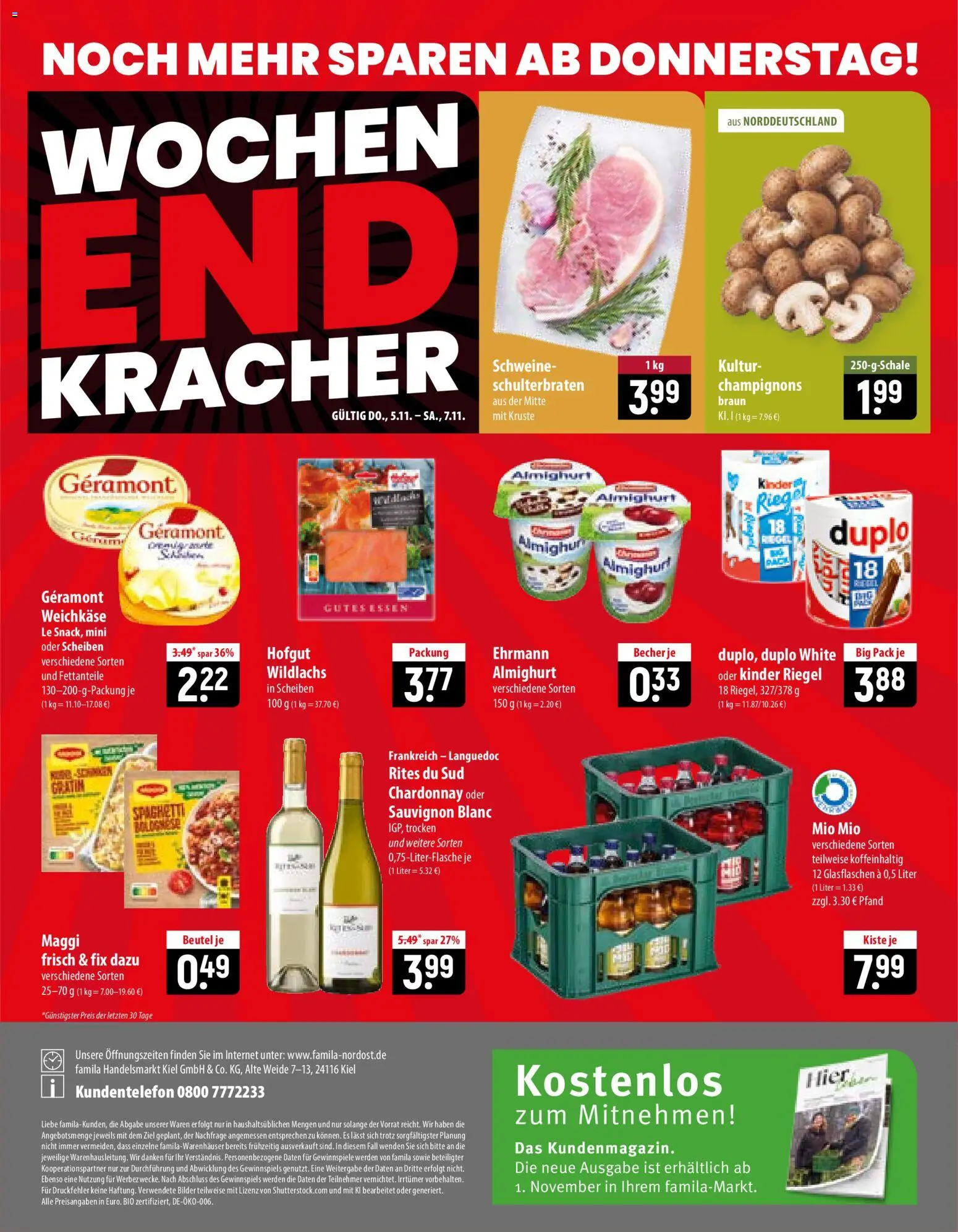 Famila Prospekt – gültig ab 02.11.2026 | Seite: 28 | Produkte: Geramont, Maggi, Spaghetti, Champignons