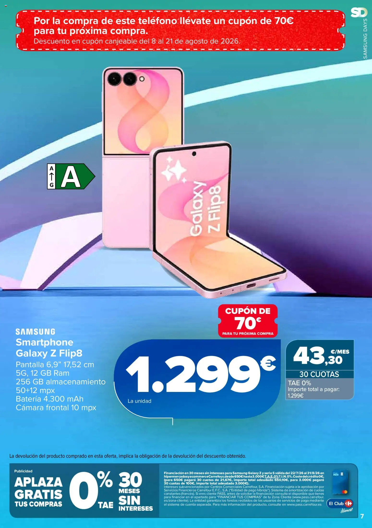 Carrefour Samsung Days │ válido desde el 03/08/2026 | Página: 7 | Productos: Teléfono, Smartphone, Cámara, Batería