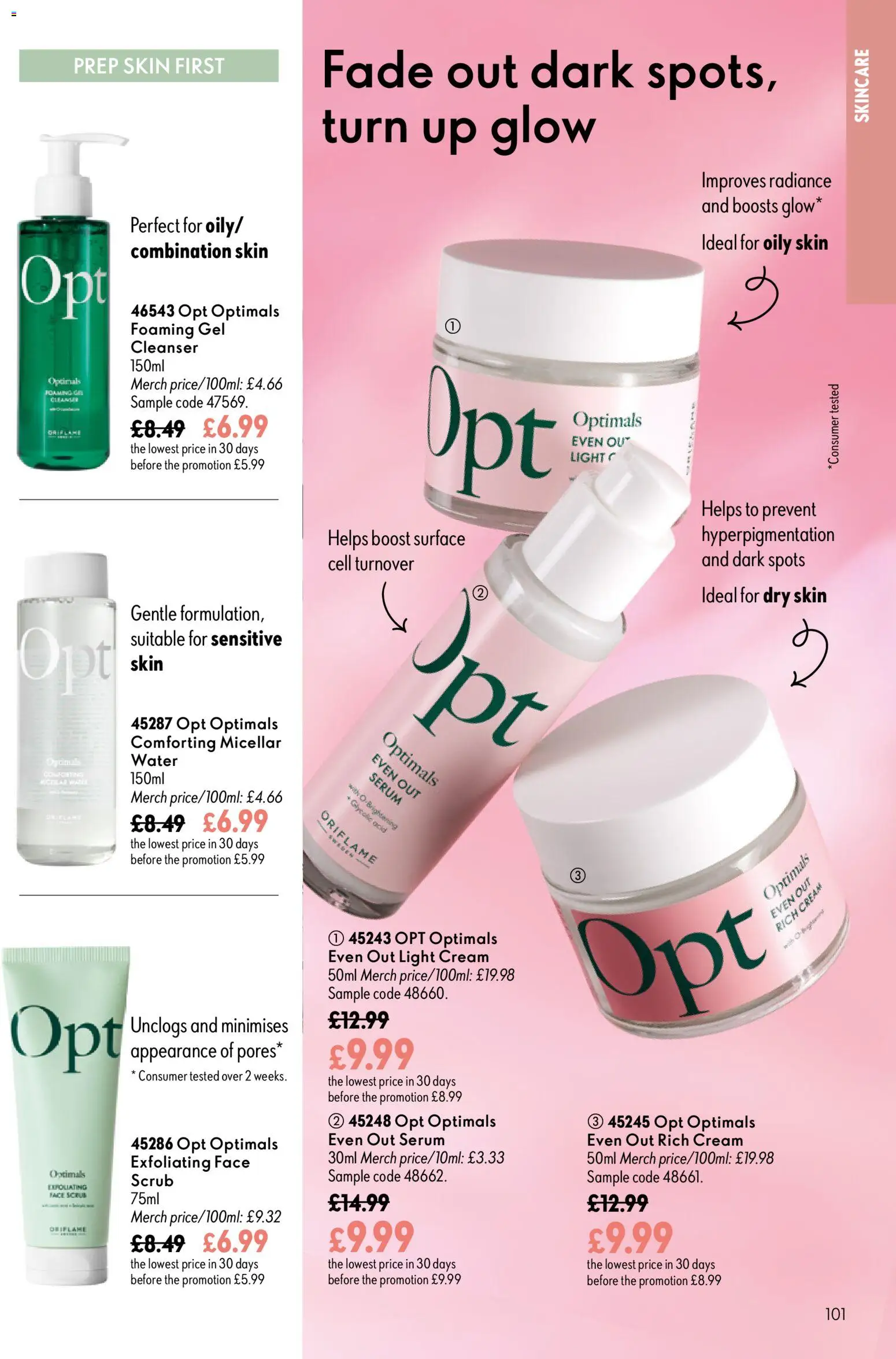 {H1} | Page: 101 | Products: Cream, Water, Face scrub