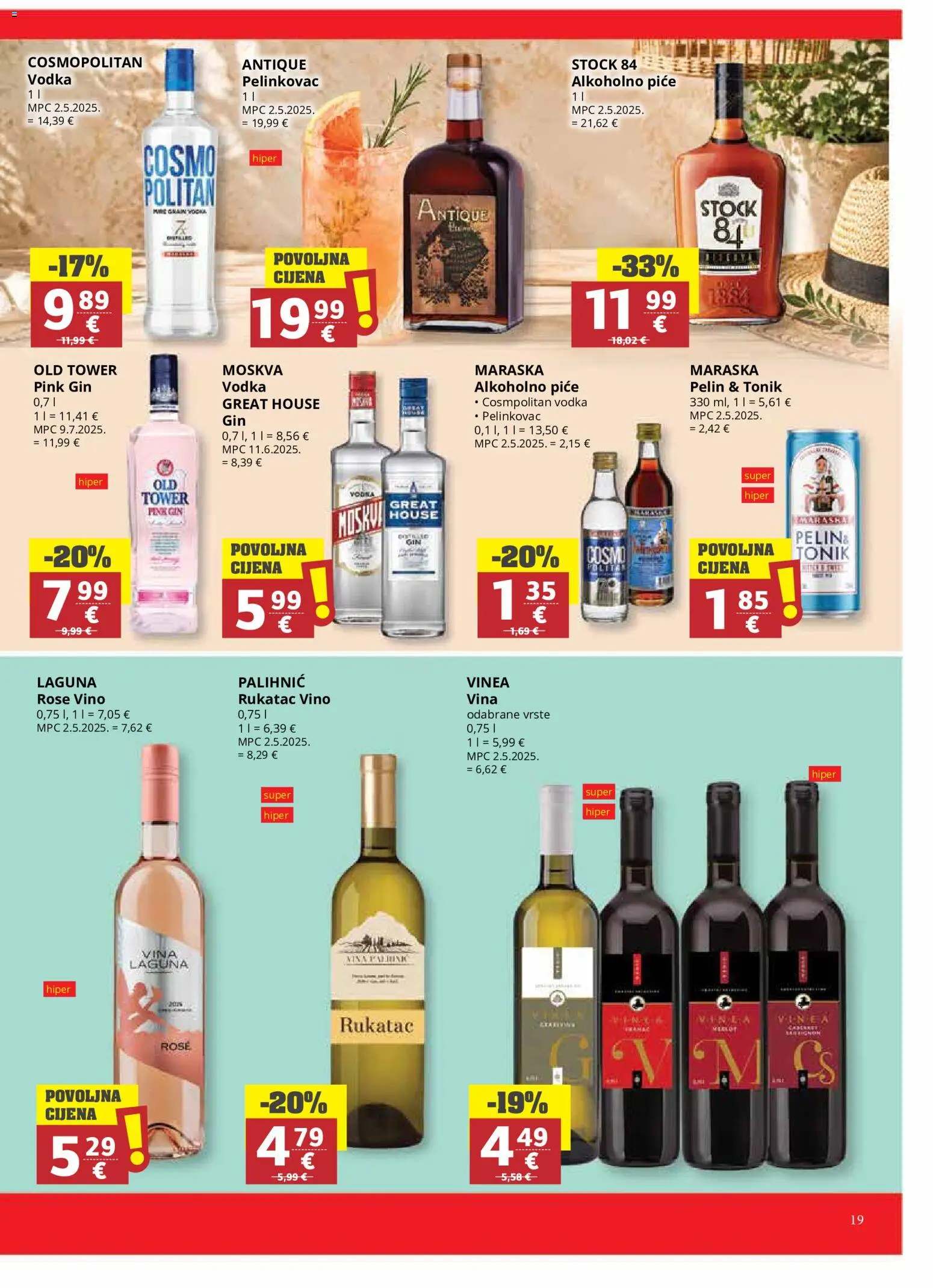 Ribola katalog | vrijedi od 17.06.2026 | Stranica: 19 | Proizvodi: Pelinkovac, Gin, Vino, Vodka