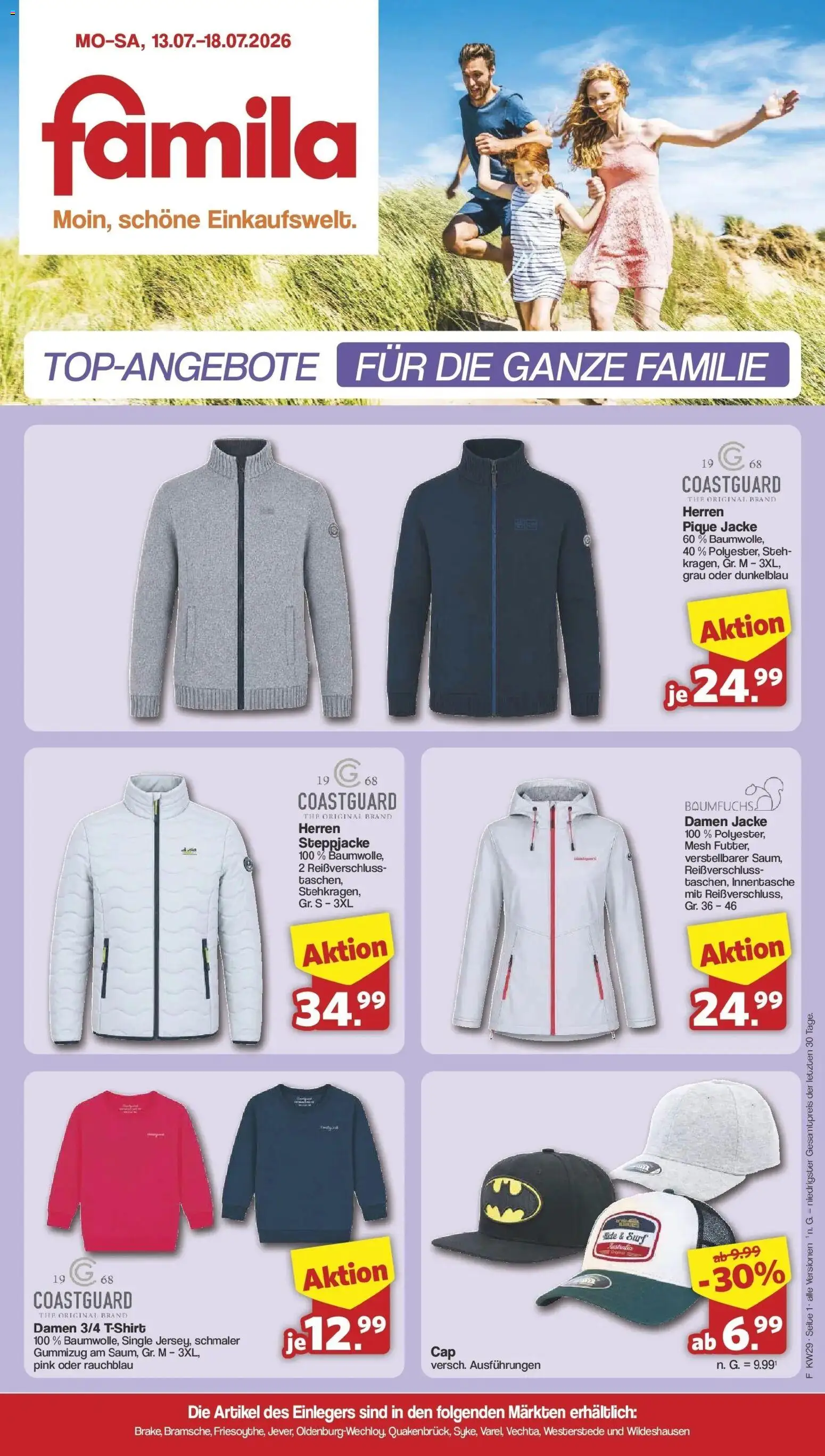 Famila Nordwest Einleger – gültig ab 13.07.2026 | Seite: 1 | Produkte: Steppjacke, Jacke