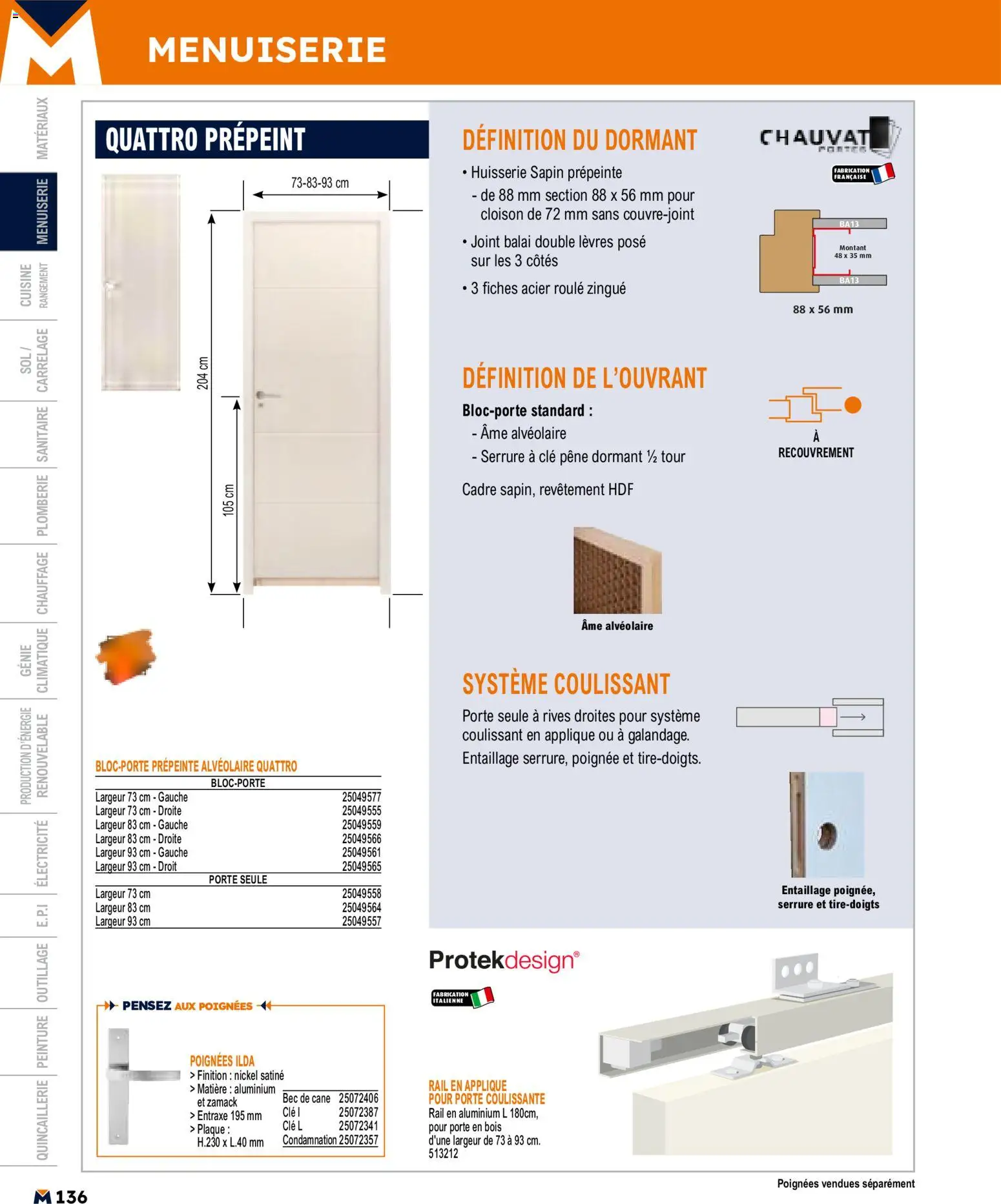 {H1} | Page: 136 | Produits: Porte, Poignées, Balai, Cadre