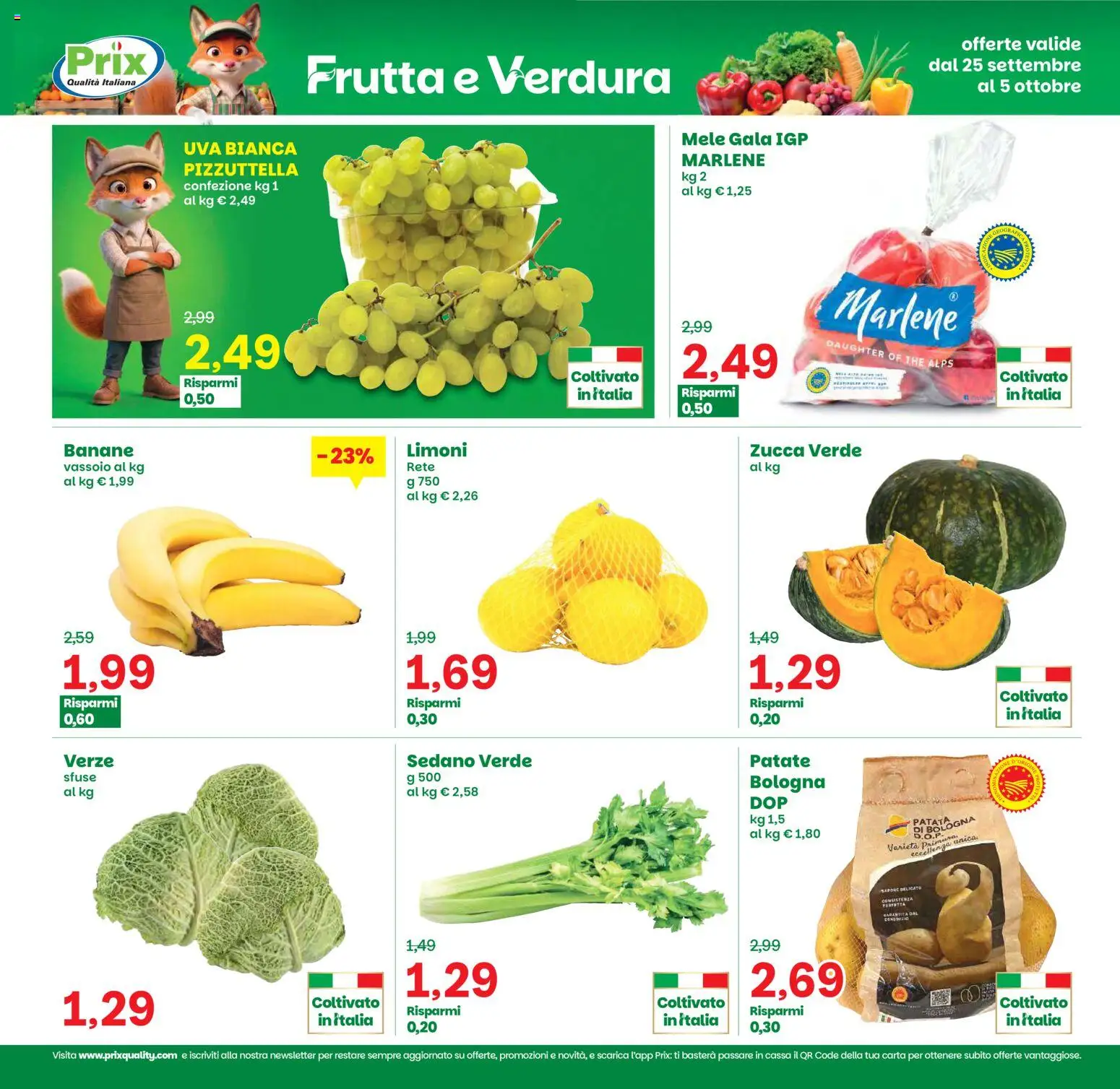 Volantino Prix del 25/09/2026 | Pagina: 7 | Prodotti: Banane, Frutta, Sedano, Zucca