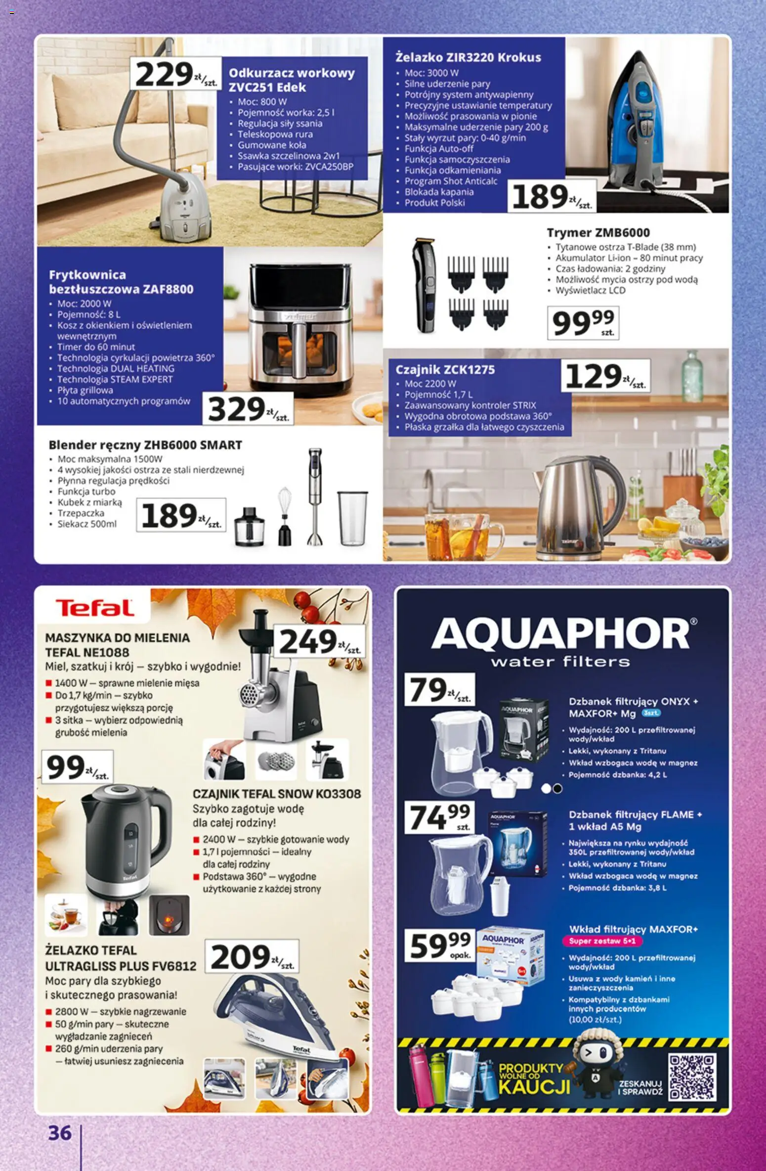 Auchan gazetka - Znane marki od 15.10.2026 | Strona: 36 | Produkty: Blender ręczny, Odkurzacz, Kosz, Kontroler