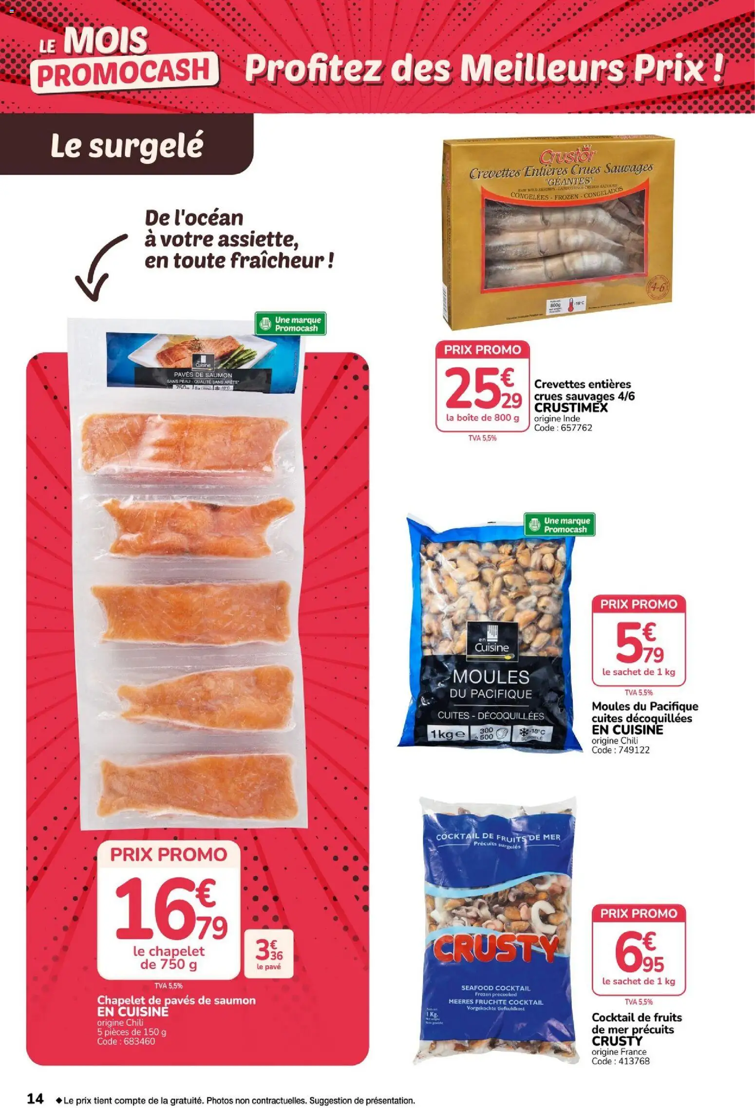 {H1} | Page: 14 | Produits: Fruits de mer, Moules, Fruits, Saumon
