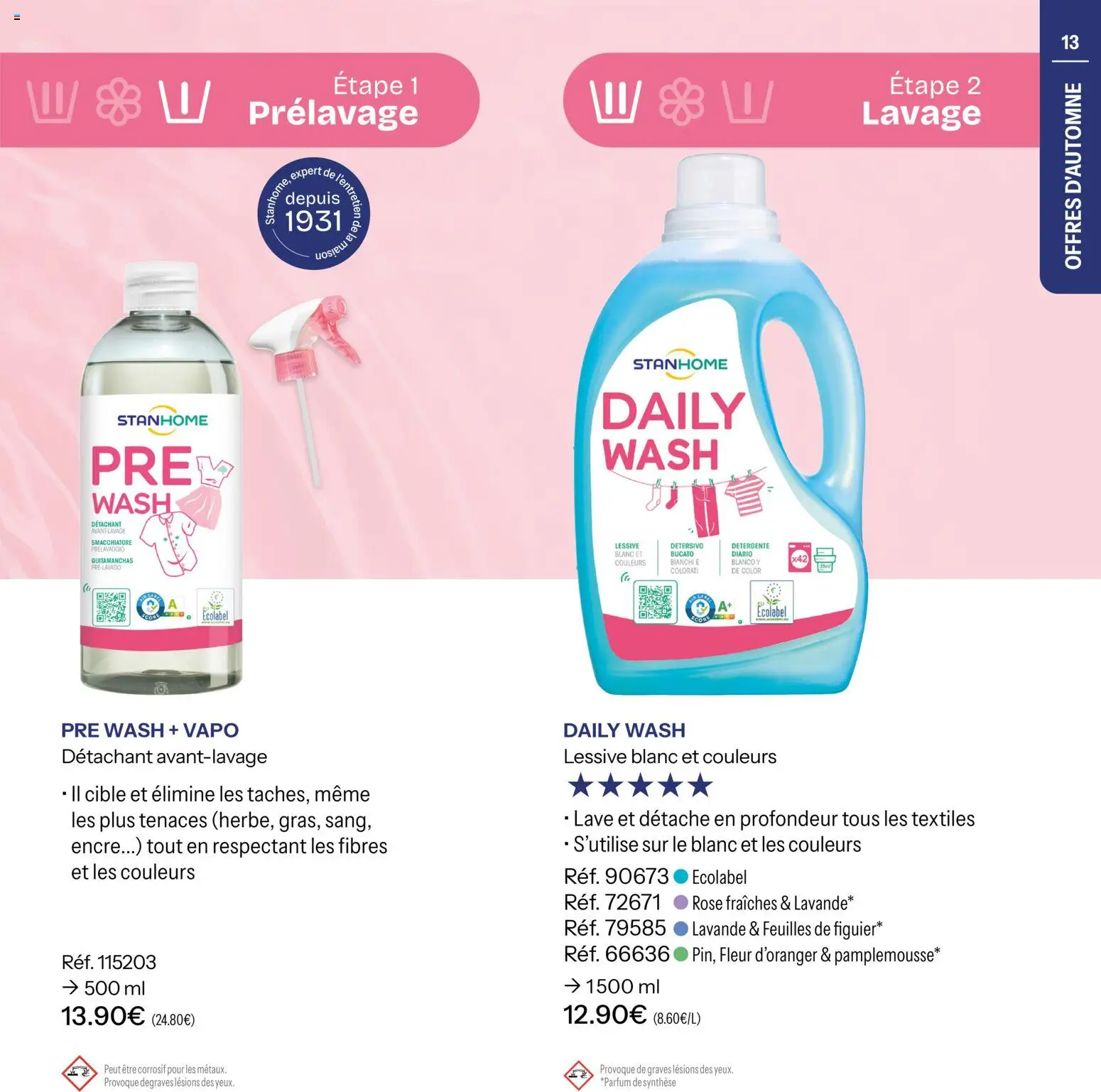 {H1} | Page: 13 | Produits: Lavande, Fleur d'oranger, Détachant, Lessive