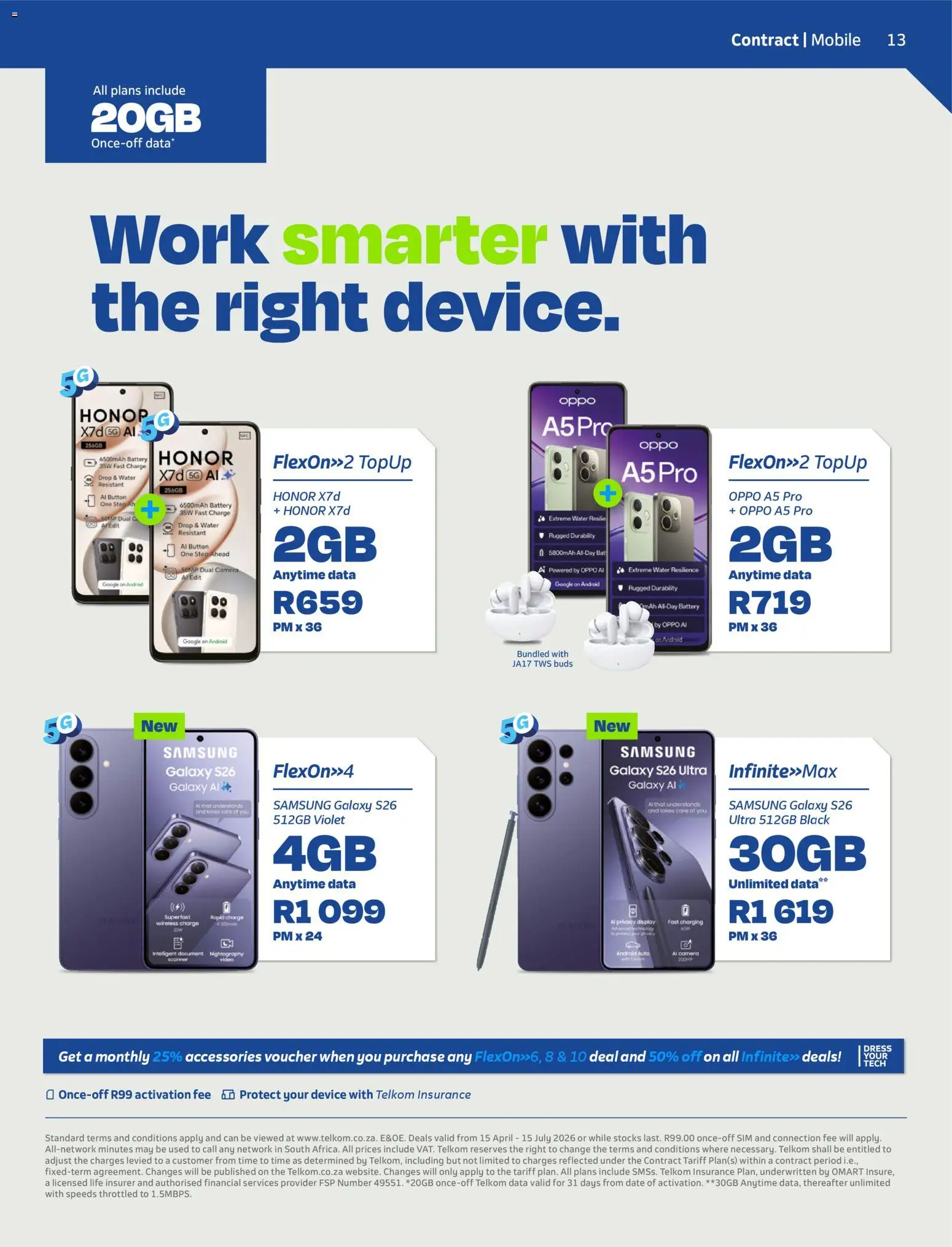 New Telkom catalogue – valid from 15.04.2026 | Page: 13 | Products: Dress, Data, Camera, Battery