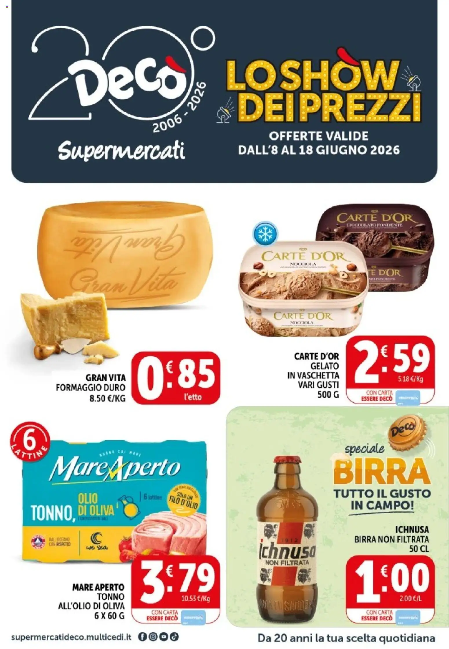 Volantino Decò del 08.06.2026 | Pagina: 1 | Prodotti: Cioccolato, Birra, Tè, Olio