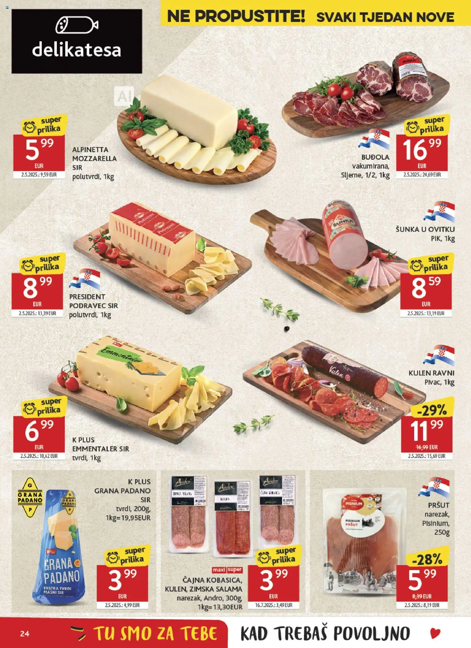 Konzum HR akciós ujság - amely érvényes a következő dátumtól: 2026.09.30. | Oldal: 24 | Termékek: Mozzarella, Président, Grana padano
