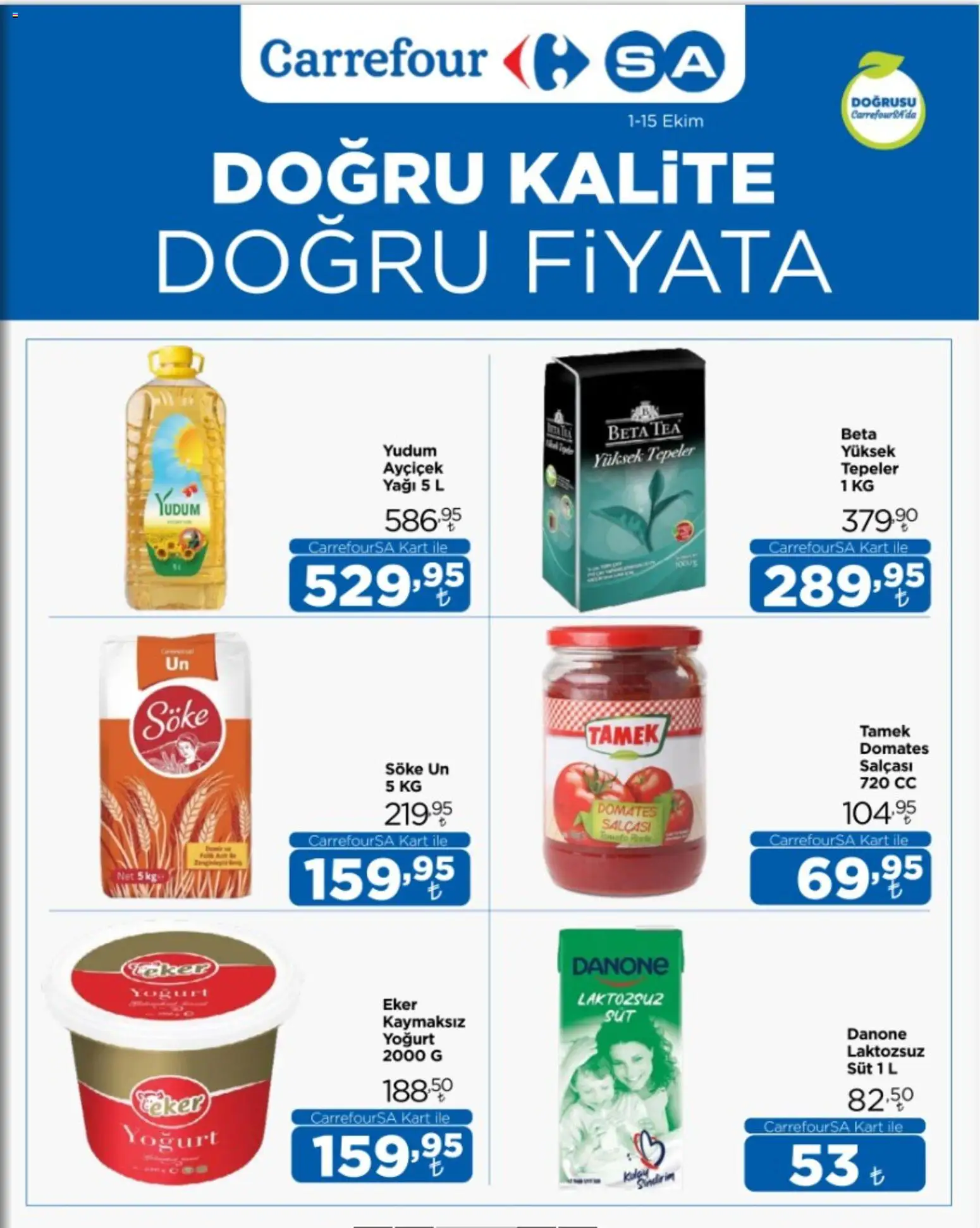 CarrefourSA Katalog - 01 Ekim 2026 tarihinden itibaren geçerlidir | Sayfa: 1 | Ürünler: Süt, Yoğurt, Domates