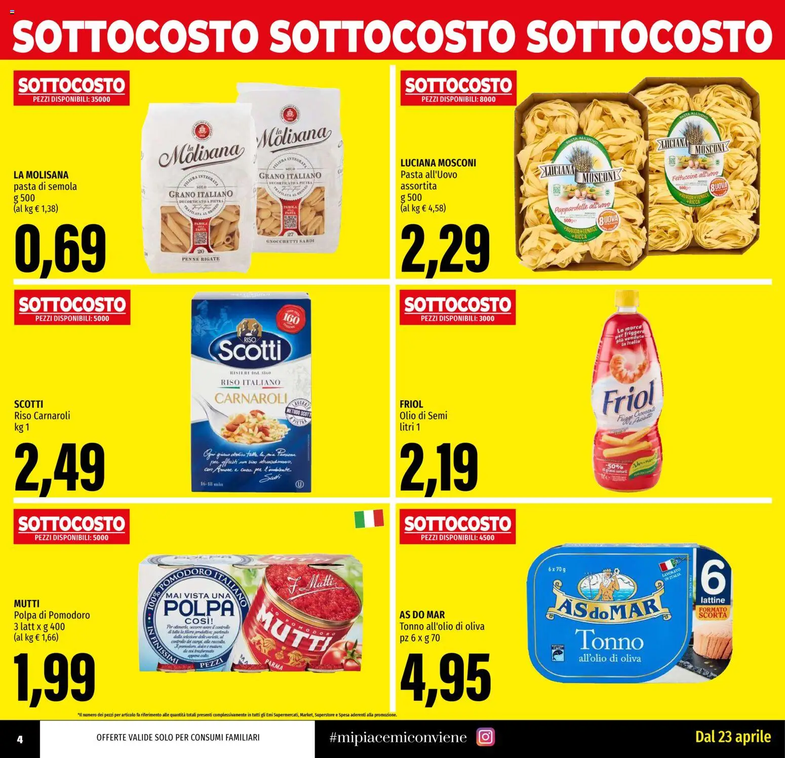 Volantino EMI del 23.04.2026 | Pagina: 4 | Prodotti: Riso Carnaroli, Uova, Pasta, Gnocchetti