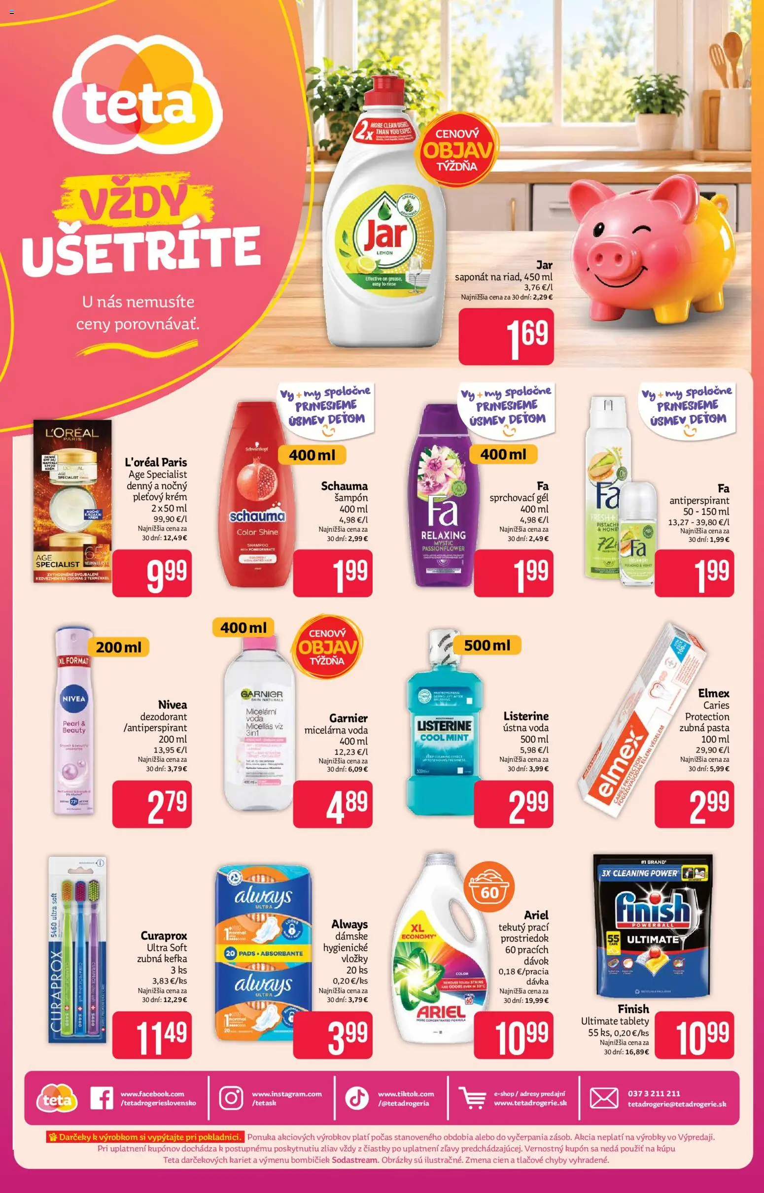 Nové Teta drogerie akcie – leták je platný od 26.10.2026 | Strana: 16 | Produkty: Zubná kefka, Šampón, Antiperspirant, Zubná pasta