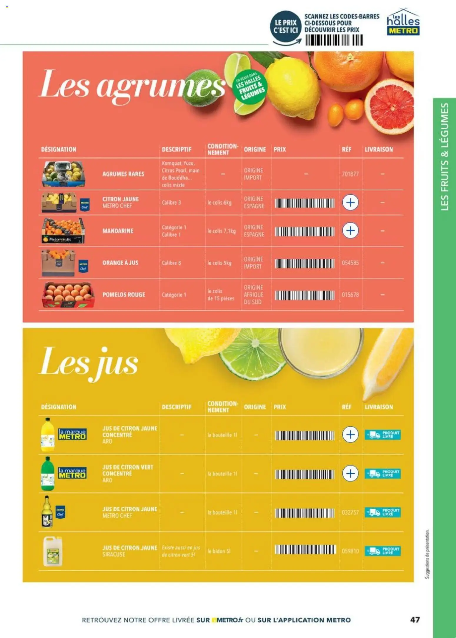 {H1} | Page: 47 | Produits: Orange a Jus, Citron vert, Orange, Jus de citron