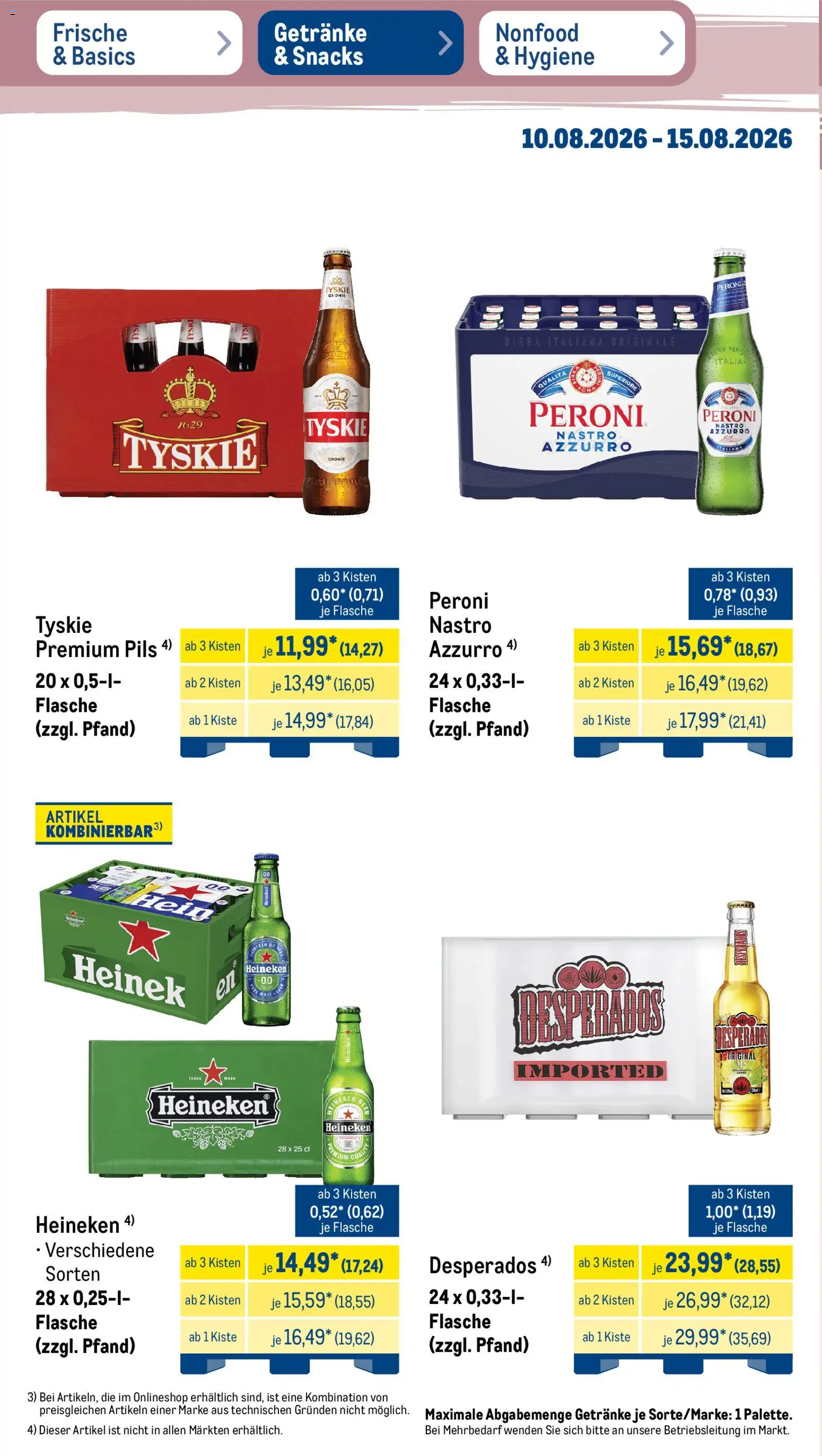 Metro NonFood-Angebote – gültig ab 10.08.2026 | Seite: 23 | Produkte: Tyskie, Pils, Heineken, Desperados