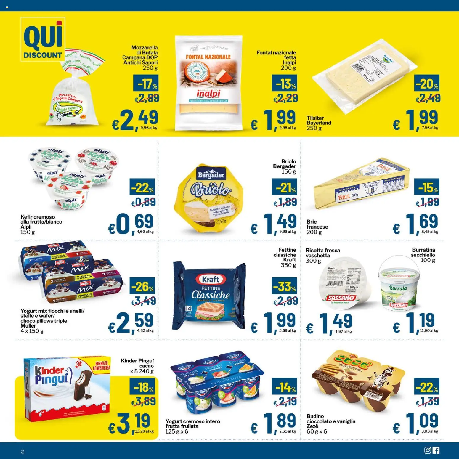Volantino Qui Discount del 30/06/2026 | Pagina: 2 | Prodotti: Yogurt, Frutta, Ricotta, Budino