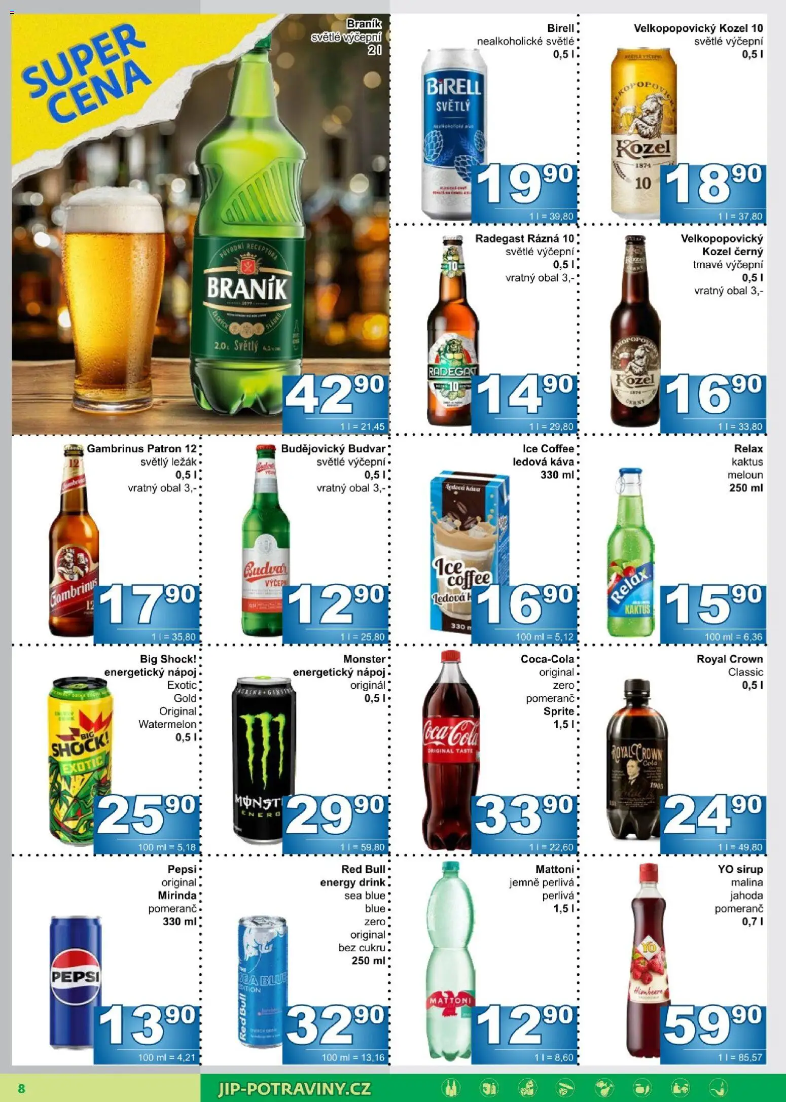 Jip leták od 29.07.2026 | Strana: 8 | Produkty: Kozel černý, Kozel, Radegast Rázna 10, Sprite