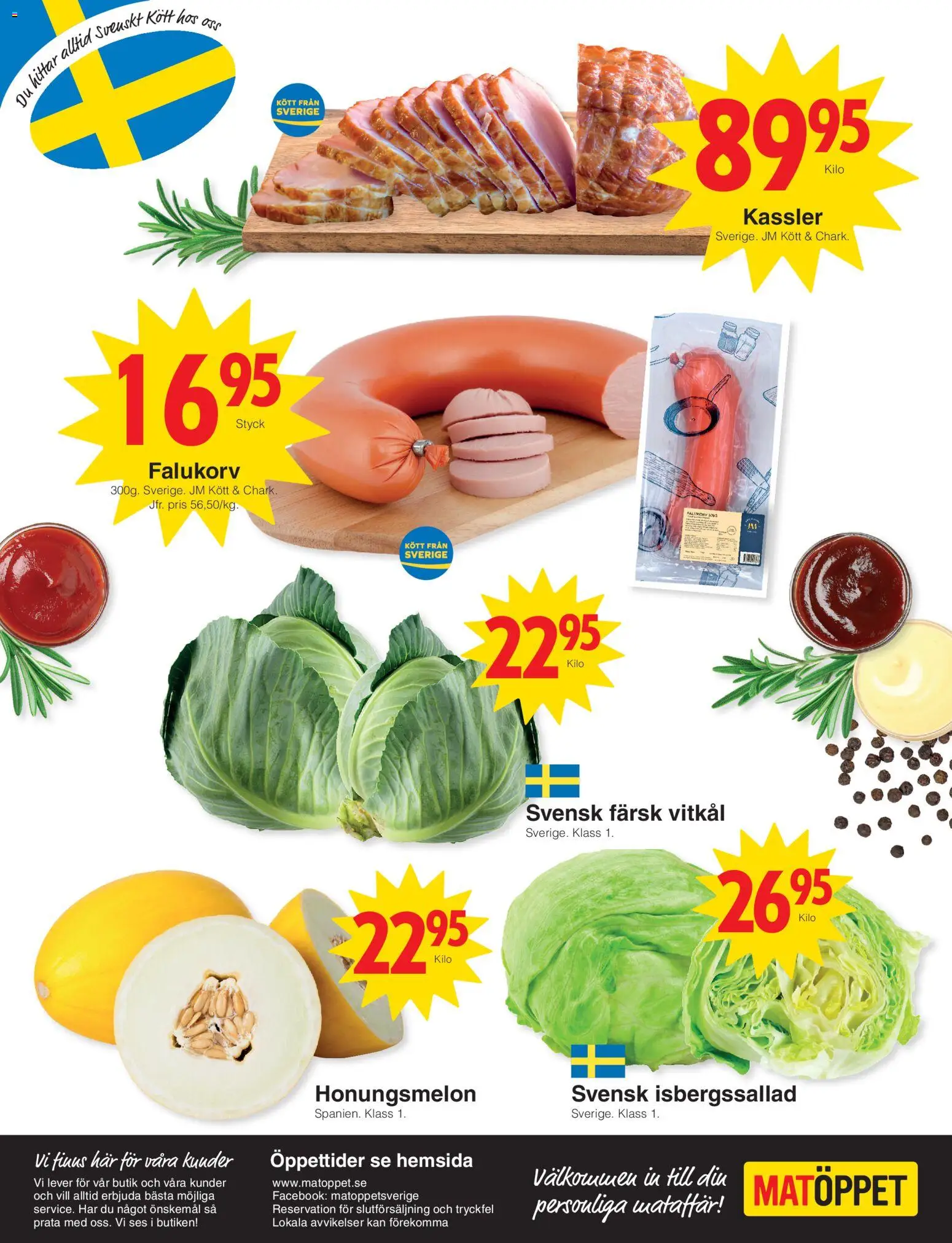 Matöppet reklamblad aktuell från 01.06.2026 | Sida: 4 | Produkter: Honungsmelon, Kassler, Falukorv, Vitkål