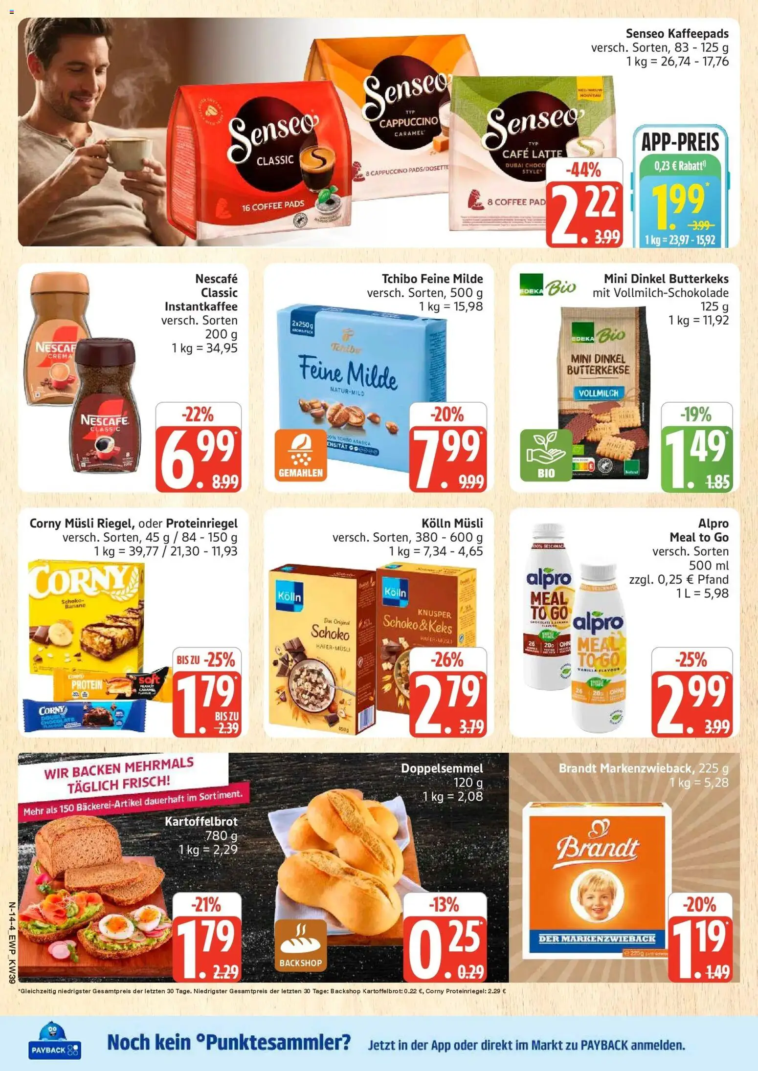Edeka Prospekt Rostock (ab 21.09.2026) » Angebote Online | Seite: 14 | Produkte: Kaffeepads, Butterkekse, Alpro, Senseo kaffeepads