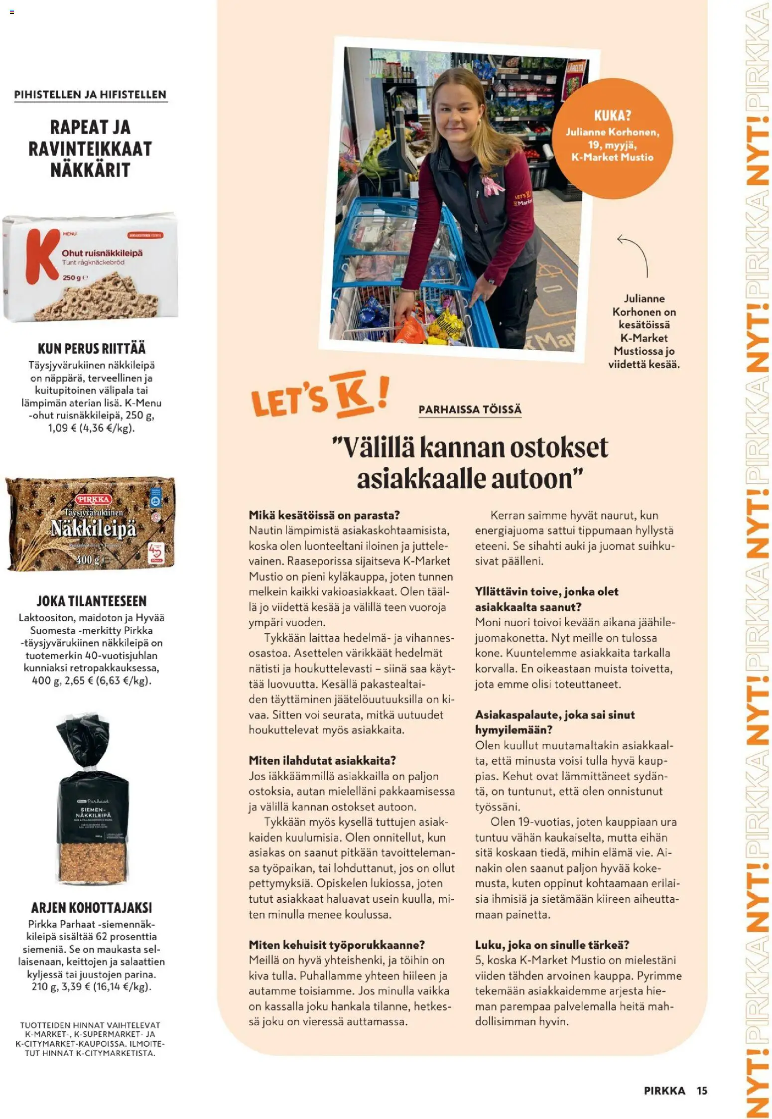 K-Market tarjoukset - Pirkka – voimassa 10.06.2026 alkaen | Sivu: 15 | Tuotteet: Näkkileipä, Suihku, Voi, Energiajuoma