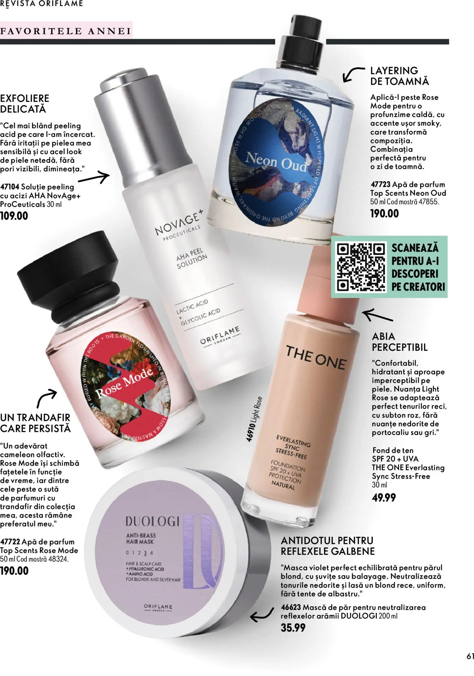 Noul catalog Oriflame – valabil de la 30.09.2026 | Pagină: 61 | Produse: Trandafir, Mască de păr, Peeling, Pește